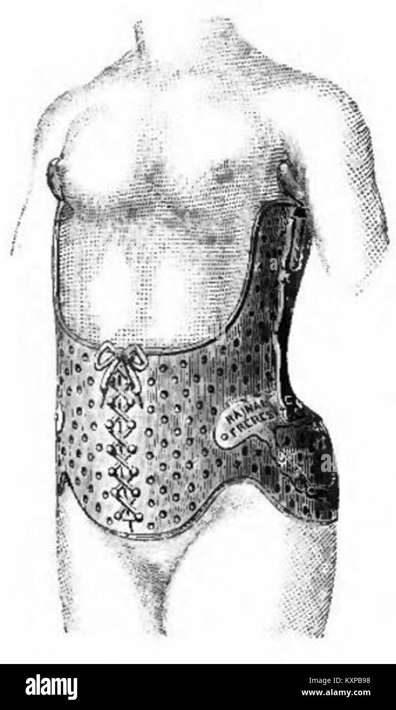 Katalog von Rainal Frères aus dem Jahr 1852 mit Korsettendesigns, Modetrends, Bekleidungsstilen und Bekleidungspraktiken aus der Mitte des 19. Jahrhunderts. Stockfoto