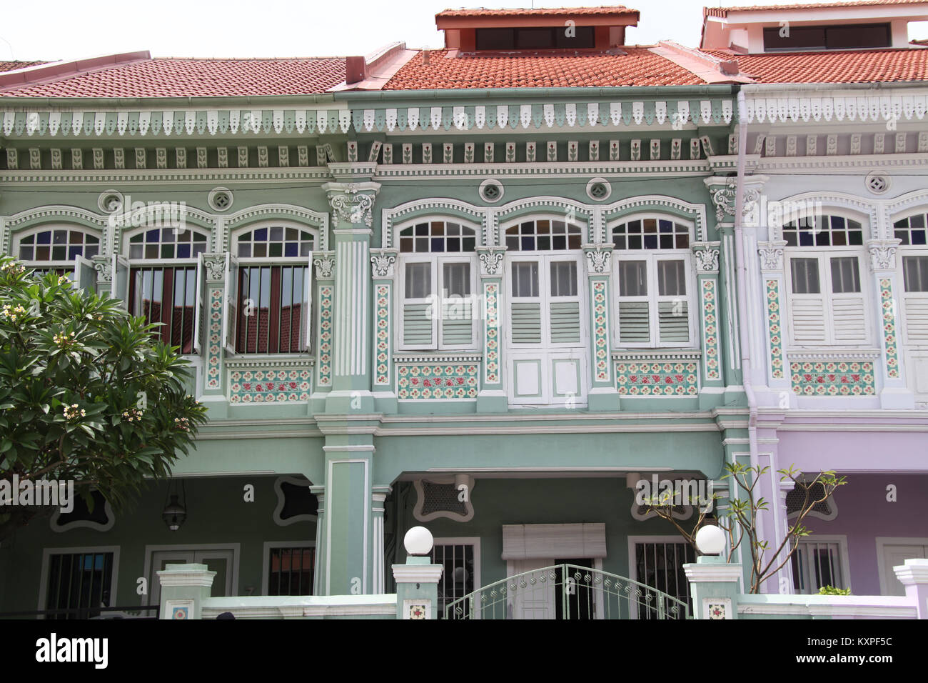 Peranakan Erbe Architektur im Zoo Chiat in Singapur Stockfoto