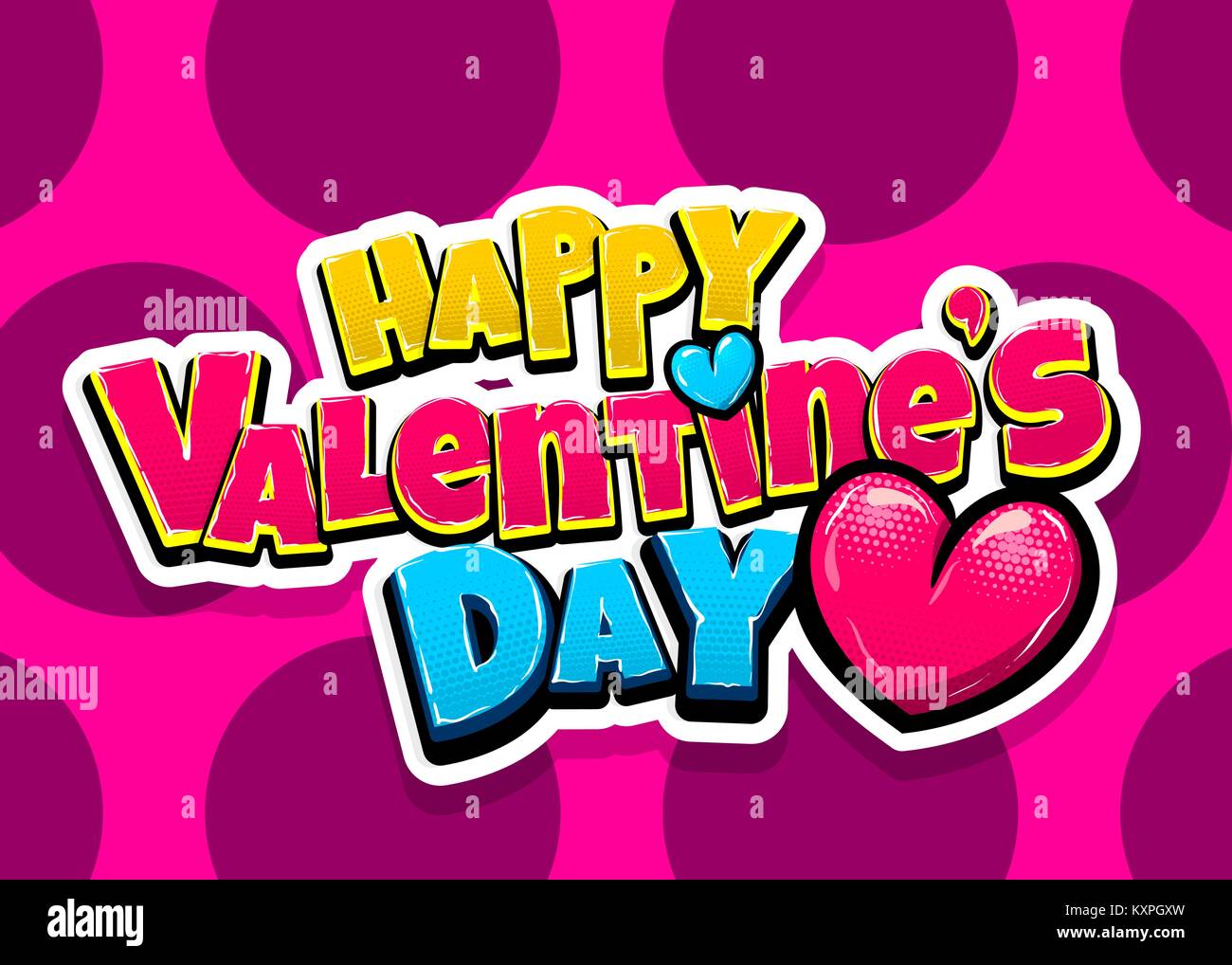 Happy Valentines Tag pop art Stock Vektor