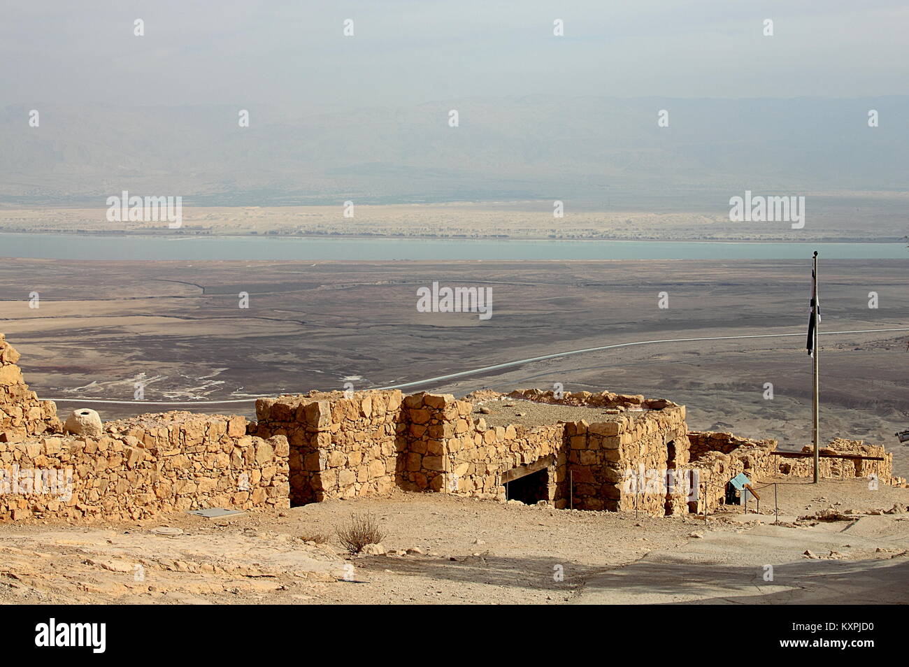 Ansicht der Festung Masada, Wüste Juda und das Tote Meer. Israel Stockfoto