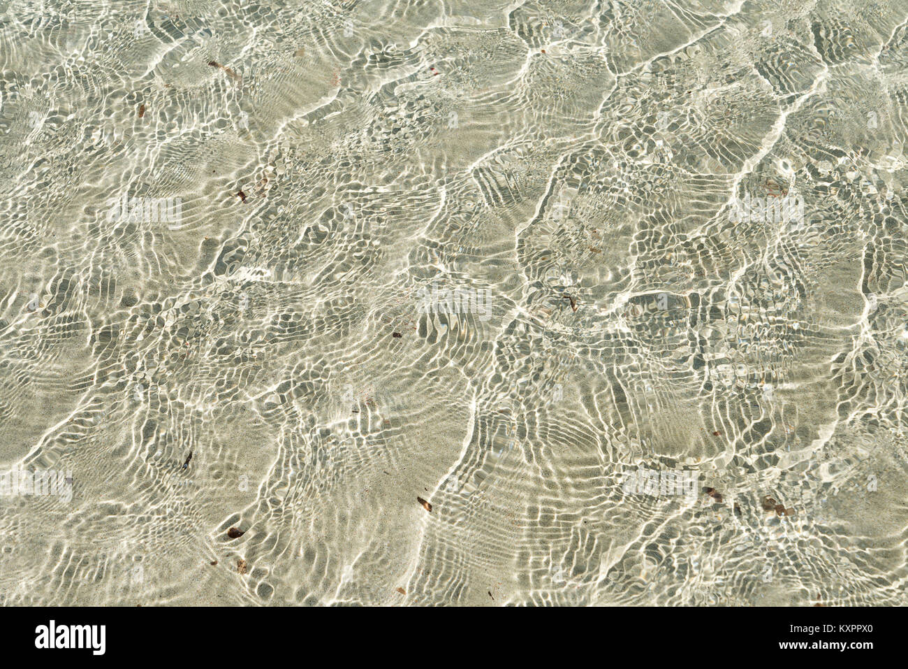Sonne auf dem Wasser im Meer, See, Ozean. Die Beschaffenheit des Wassers. Stockfoto