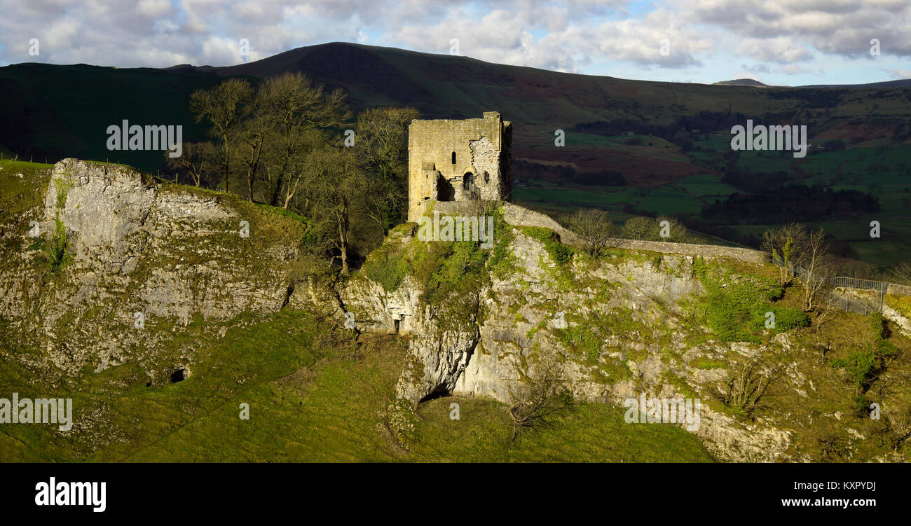 Peveril Castle in Licht Stockfoto