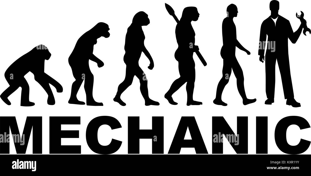 Mechaniker evolution mit Job Titel Stock Vektor