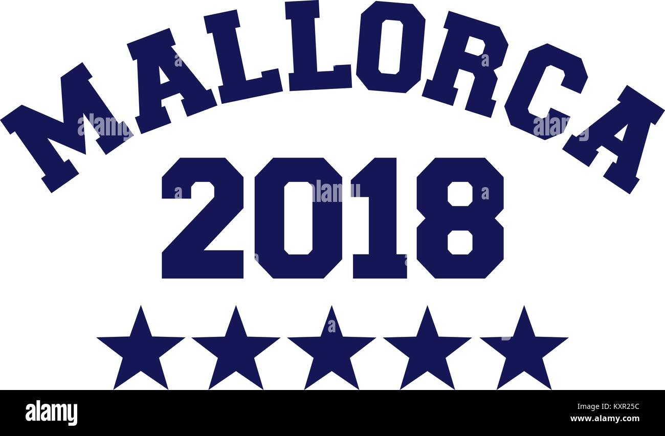 Mallorca 2018 mit blauen Sternen Stock Vektor