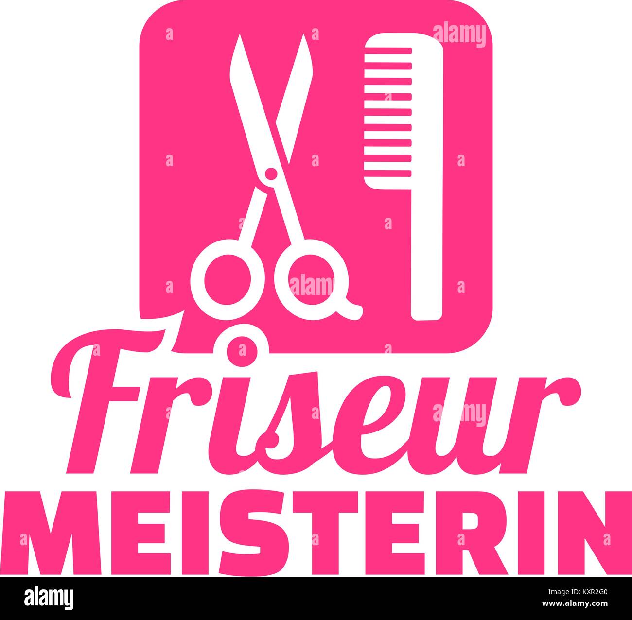 Friseur master Symbol mit weiblichen deutschen Wort Stock Vektor
