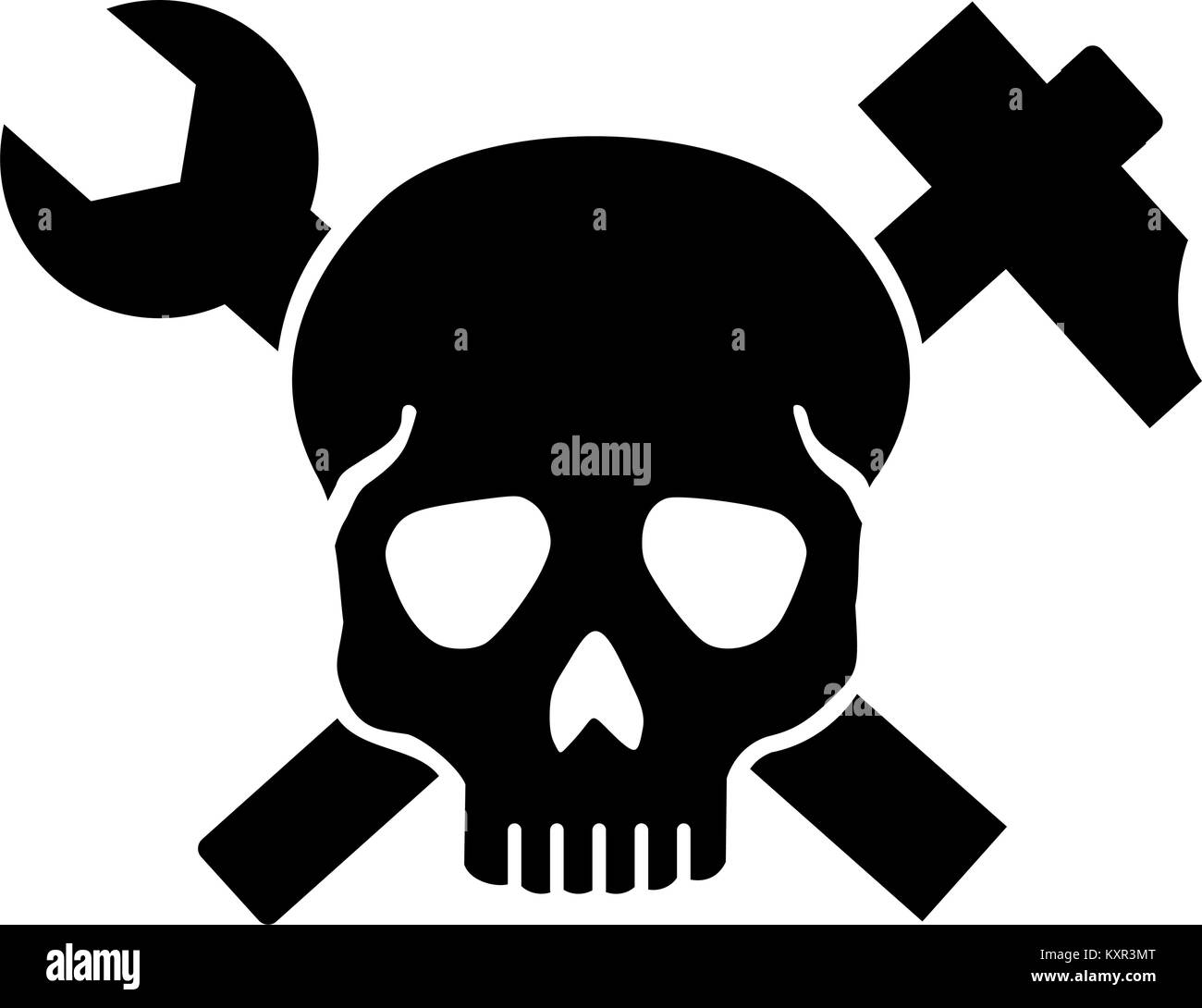 Handwerker Totenkopf mit gekreuzten Hammer und Schraubenschlüssel Stock Vektor