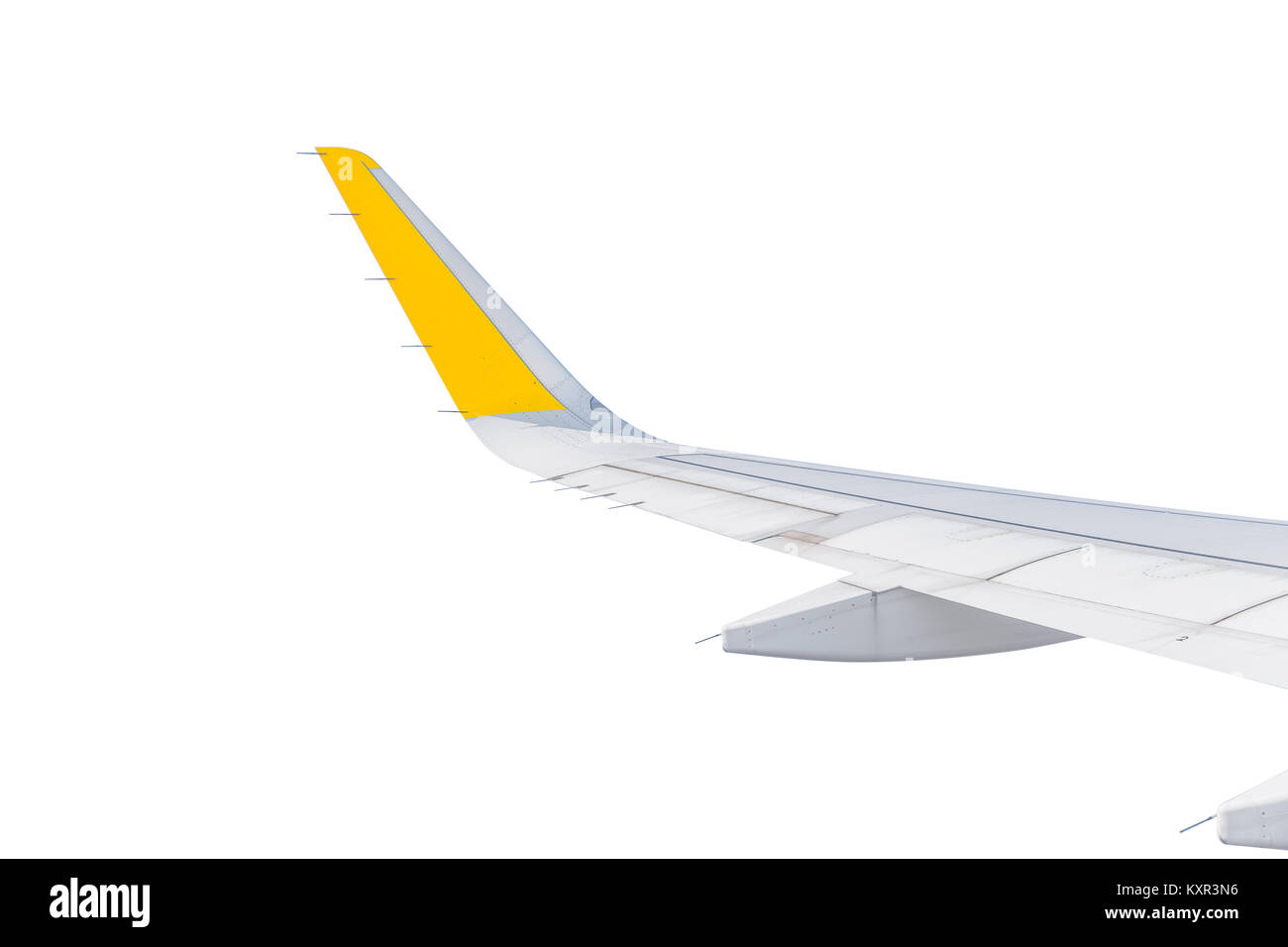 Flugzeugflügel isoliert auf weißem Stockfoto