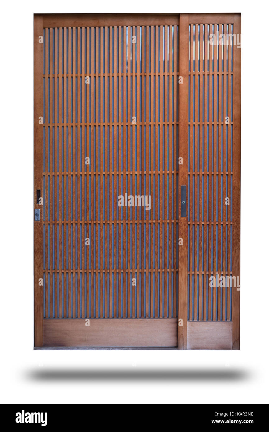 Japanischen Schiebetür vintage traditionellen Stil isoliert auf weißem Stockfoto