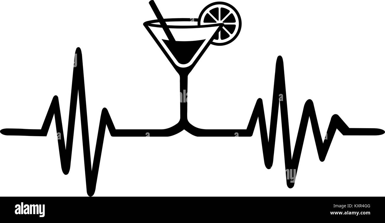 Heartbeat Puls mit Getränk von Barkeeper Stock Vektor