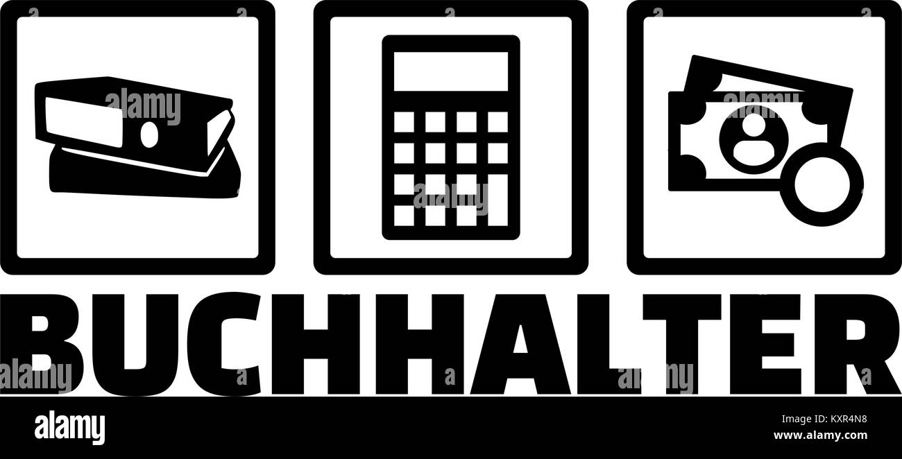 Buchhalter Symbole mit deutschen Berufsbezeichnung Stock Vektor