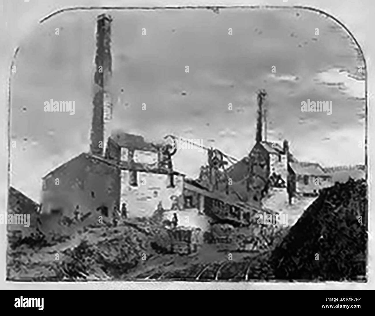 Parkfield Colliery. Ein waschen Zeichnung der Zeche an Pucklechurch, South Gloucestershire, Großbritannien in den 1850er Jahren (erste Welle gesunken 1850 - 15. August 1836) Stockfoto