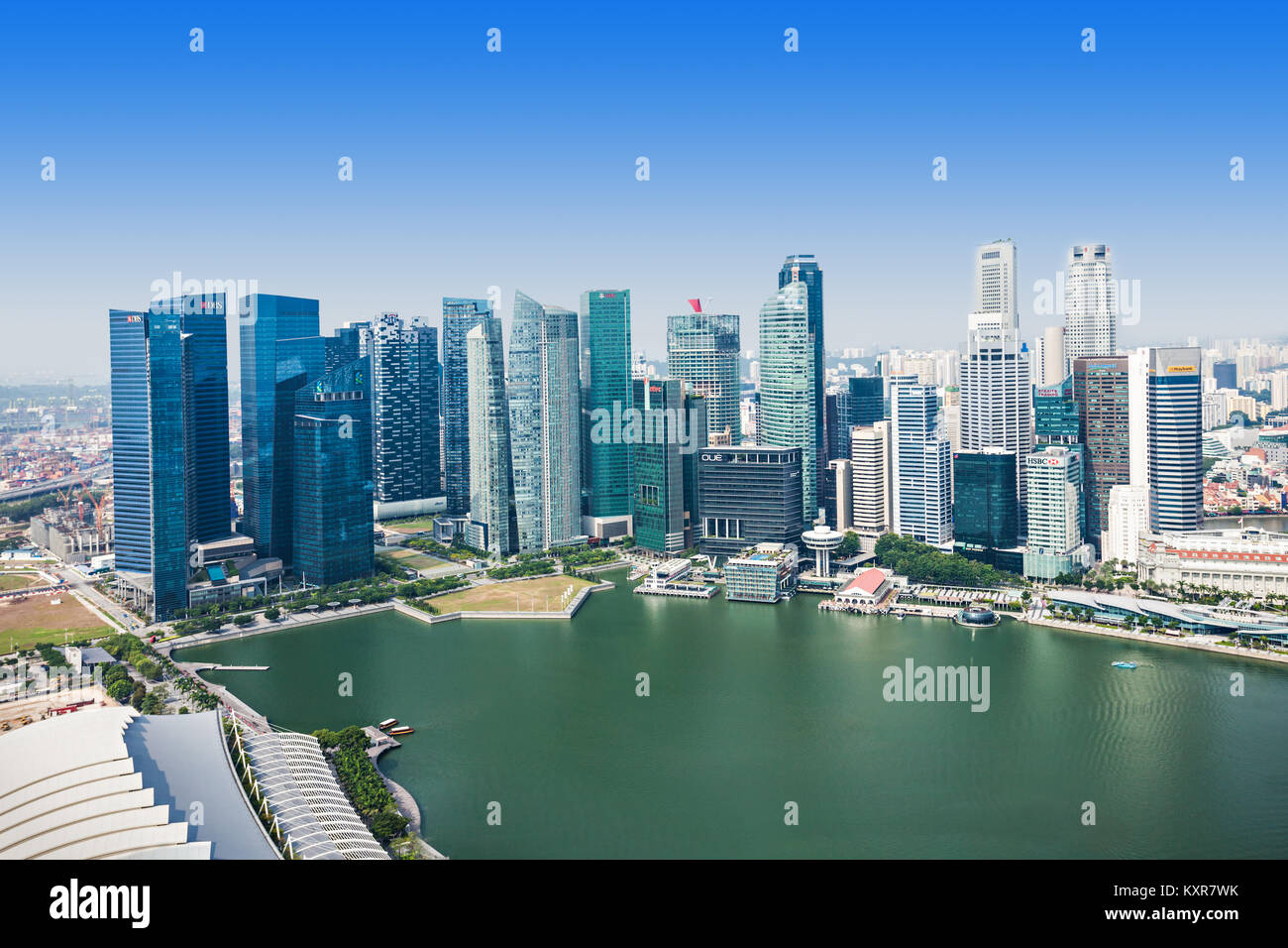 Singapur - Oktober 18, 2014: Singapur Luftaufnahme von Marina Bay Sands Skypark. Stockfoto