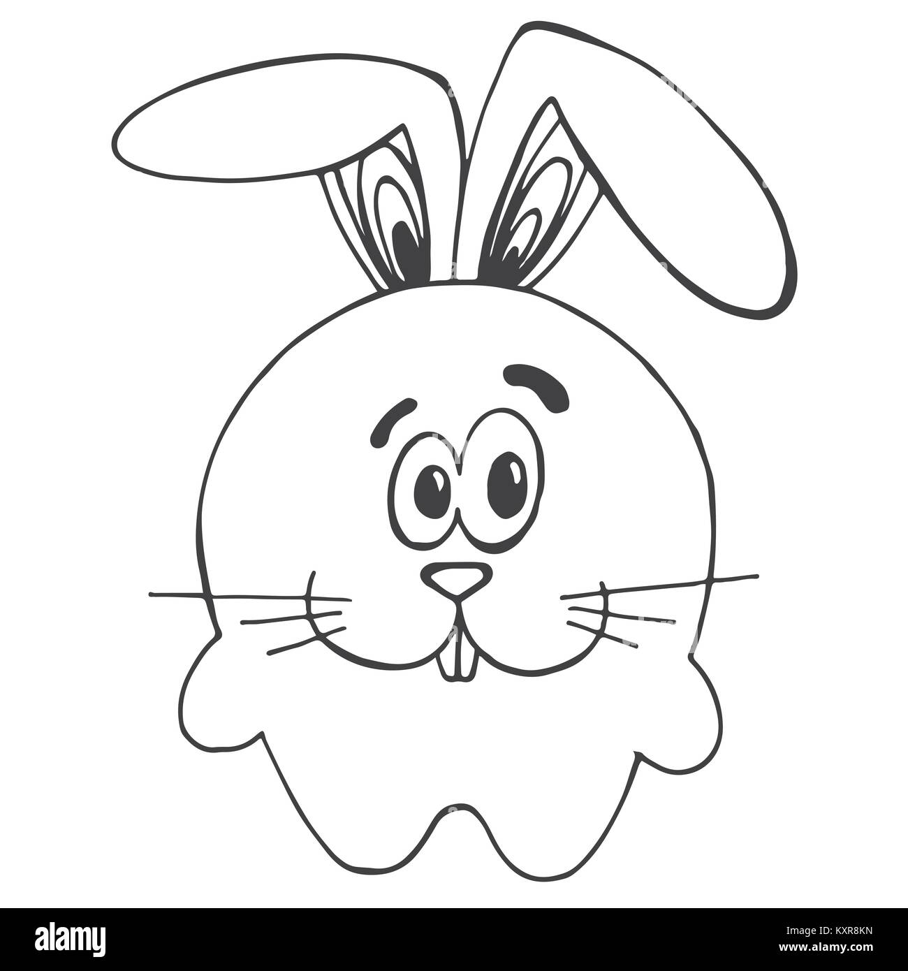 Cute cartoon Kaninchen, Hase auf weißem Hintergrund. Vector Illustration in Skizze Stil Stock Vektor