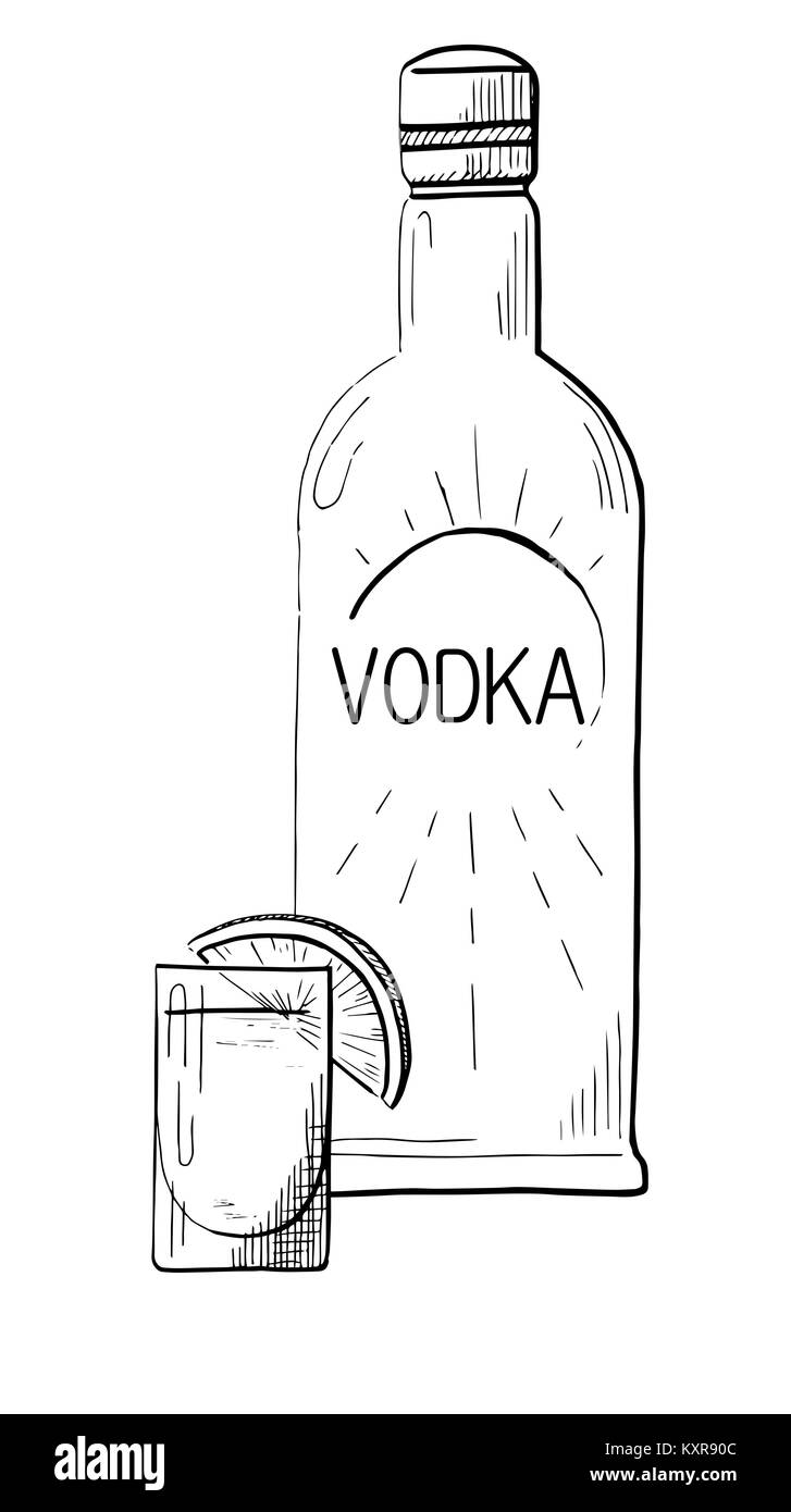 Skizze Flasche Wodka Skizze Aus Glas Mit Wodka Vector Illustration Stock Vektorgrafik Alamy