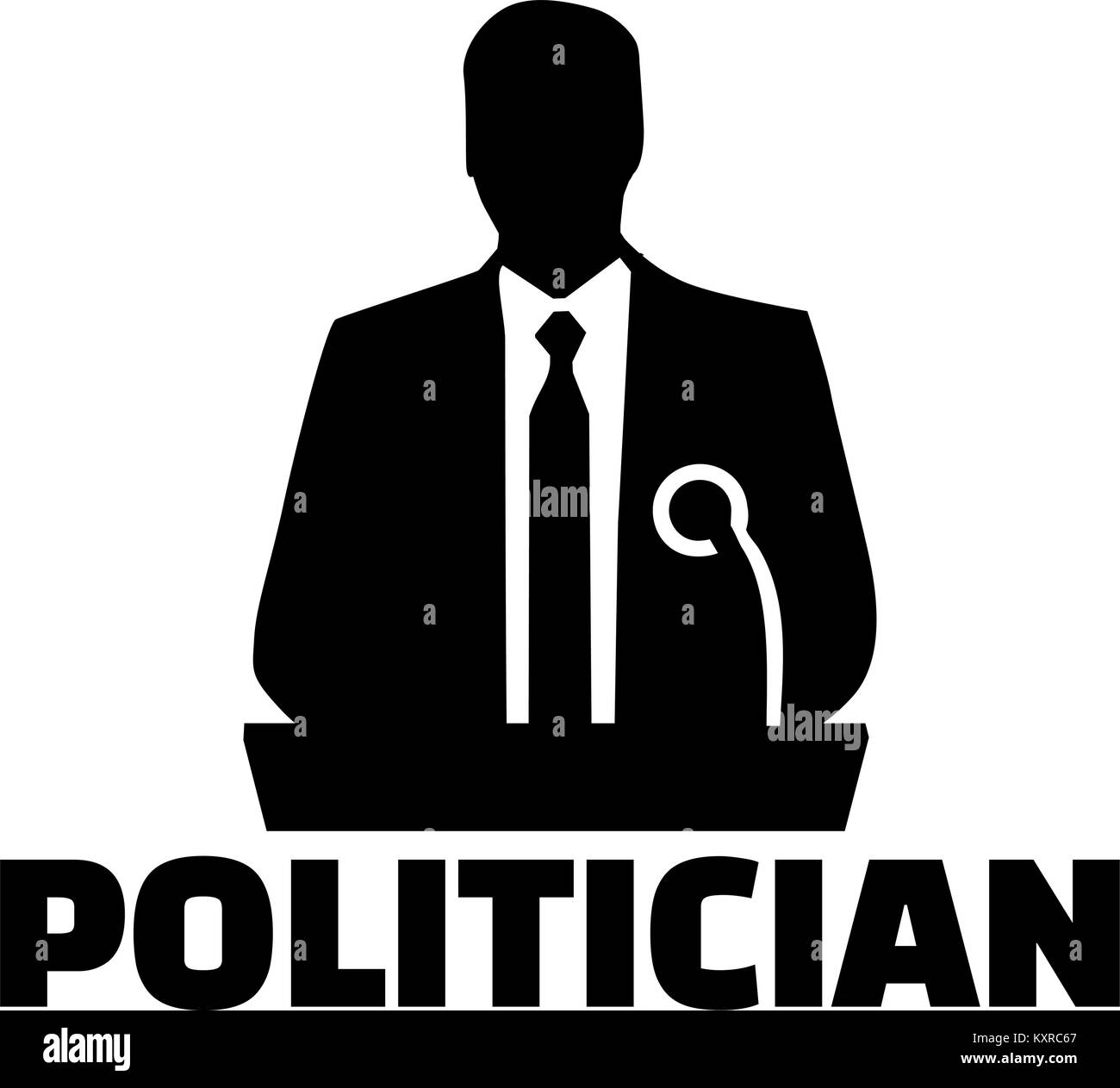 Silhouette eines männlichen politicial mit Rednerpult und Titel Stock Vektor