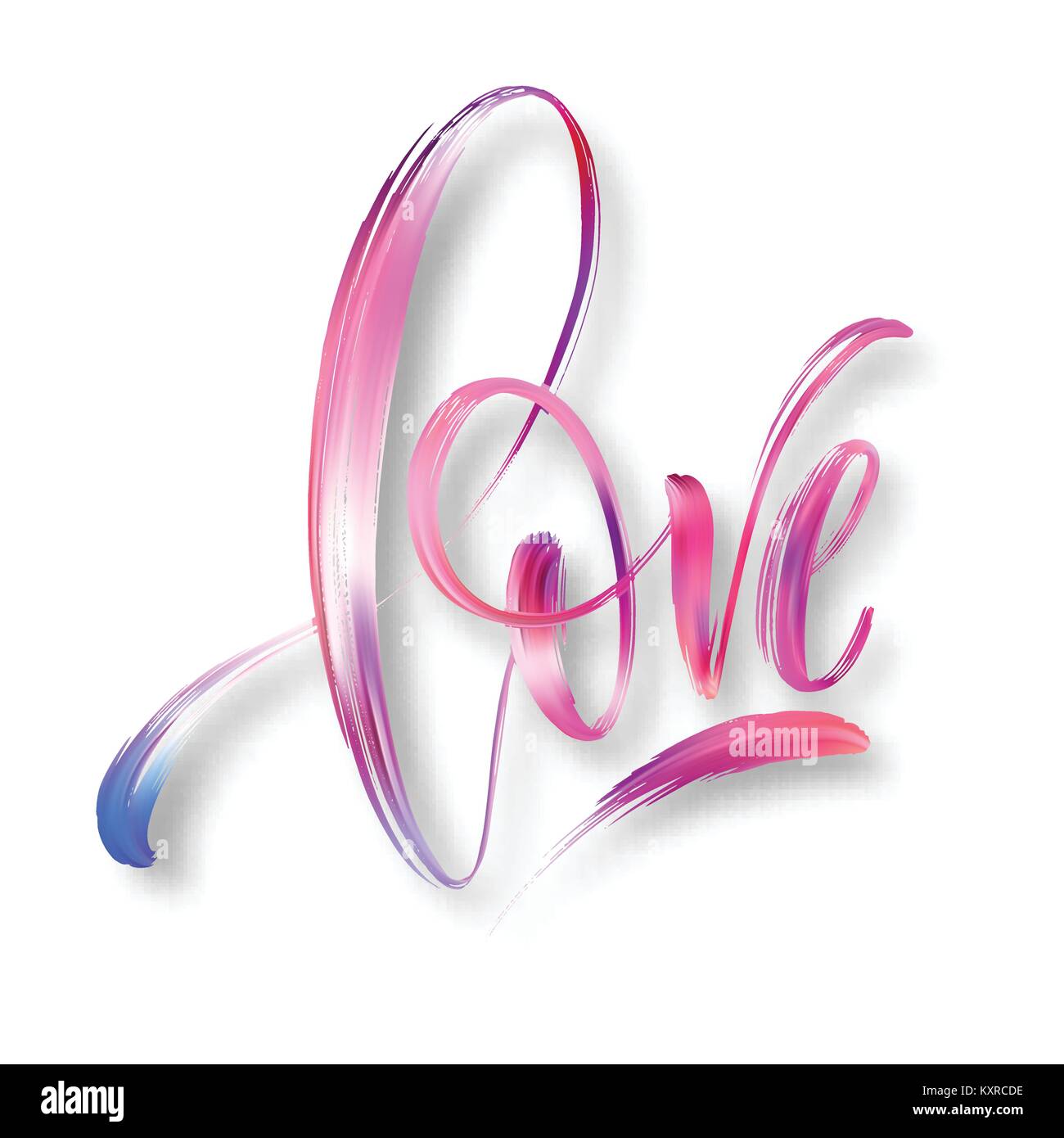 Liebe Wort Hand gezeichnet Schriftzug. Farbe Pinsel Textur. Moderne Kalligraphie. Valentines Tag für Print auf Karte, Poster, Banner. Vector Illustration Stock Vektor