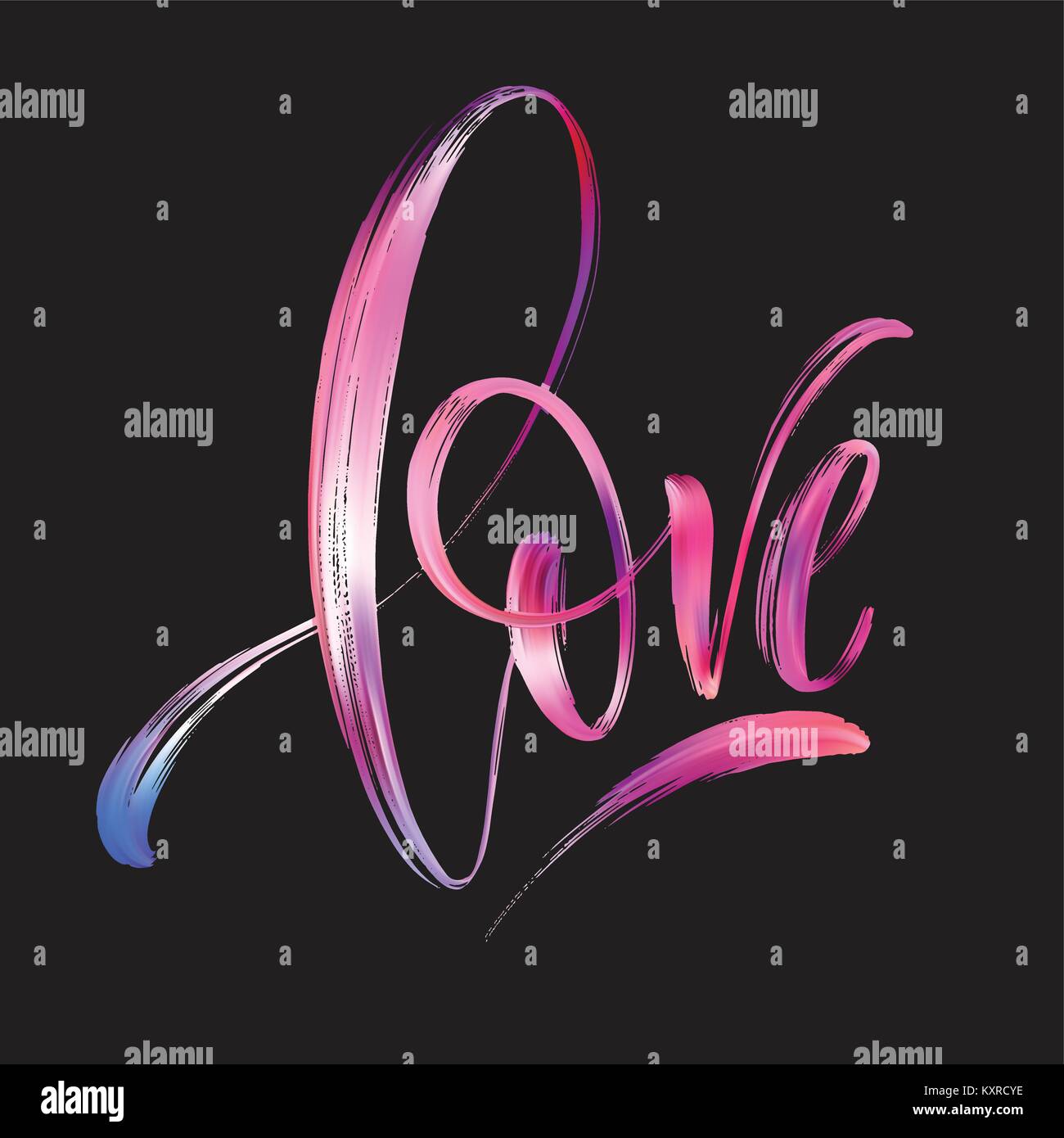 Liebe Wort Hand gezeichnet Schriftzug. Farbe Pinsel Textur. Moderne Kalligraphie. Valentines Tag für Print auf Karte, Poster, Banner. Vector Illustration Stock Vektor