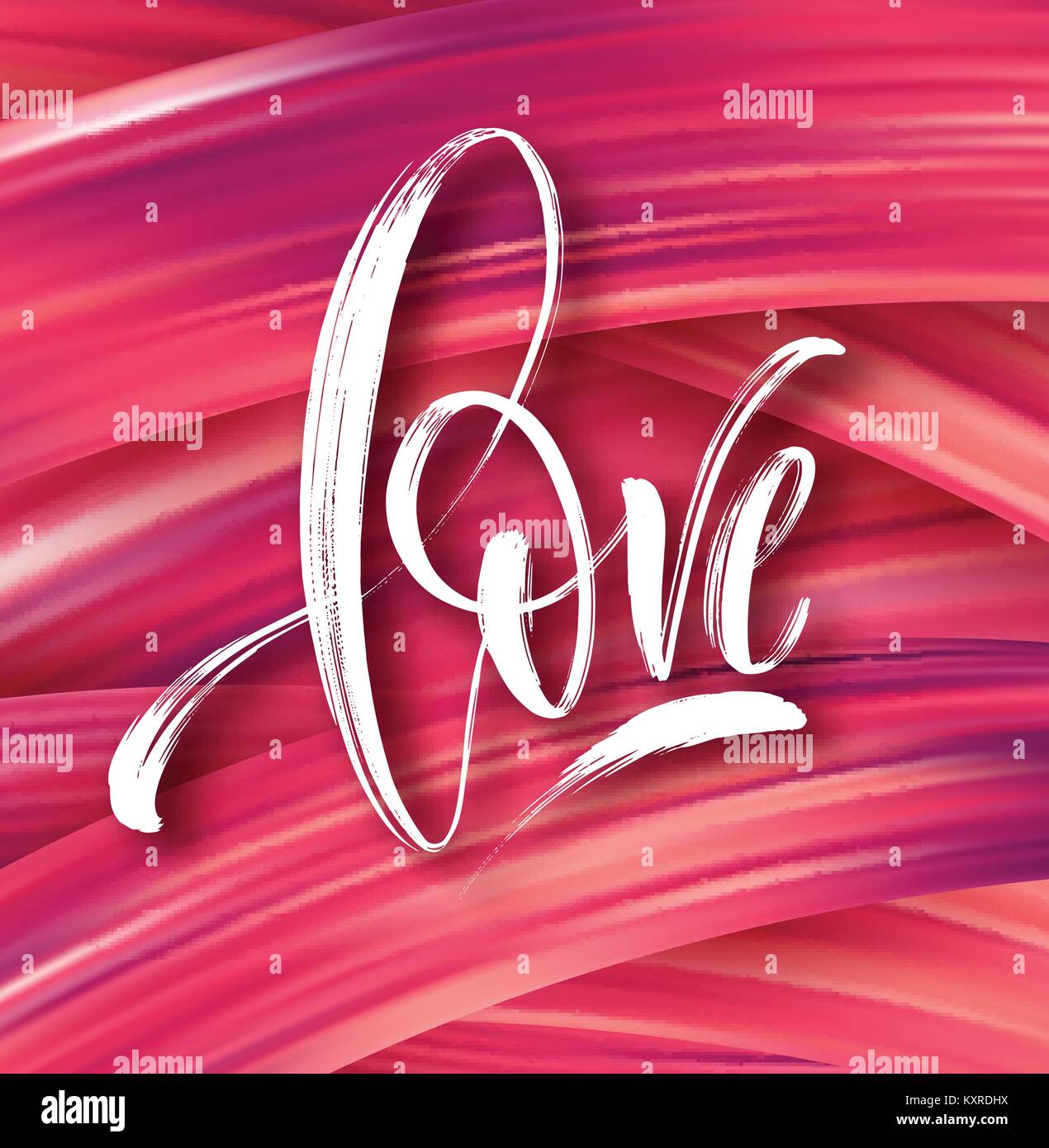 Liebe Wort Hand gezeichnet Schriftzug. Farbe Pinsel Textur. Moderne Kalligraphie. Valentines Tag für Print auf Karte, Poster, Banner. Vector Illustration Stock Vektor