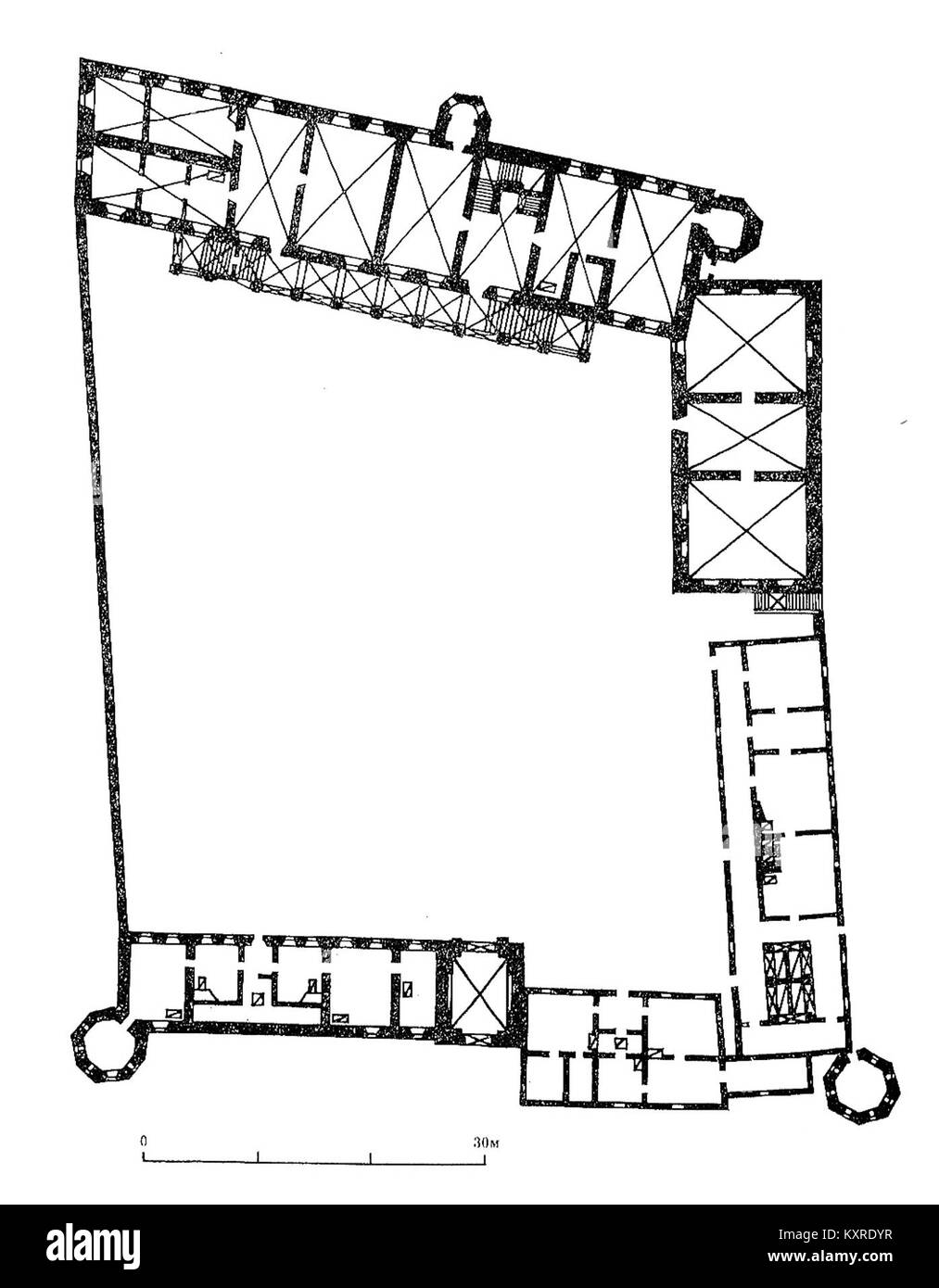 Die Burg Bychauski in Weißrussland ist eine mittelalterliche Festung von historischer Bedeutung. Das Gebäude steht beispielhaft für regionale Verteidigungsarchitektur und steht als Symbol des belarussischen kulturellen und architektonischen Erbes. Stockfoto