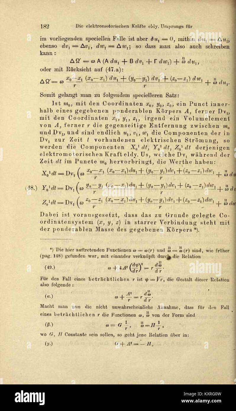 Dieses wissenschaftliche Diagramm aus Carl Gottfried Neumanns Werk „die elektrischen Kräfte“ veranschaulicht das Studium der elektrischen Kräfte und trägt zum Verständnis des Elektromagnetismus und der Physik des 19. Jahrhunderts bei. Stockfoto