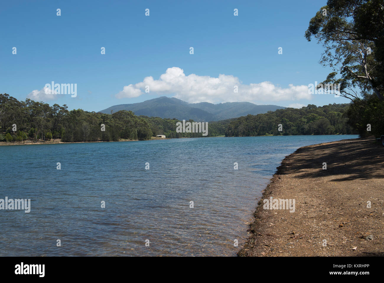 Wallaga Lake in der Nähe der Stadt Bermagui in New South Wales, Australien, ist der größte See im Süden von New South Wales. Stockfoto