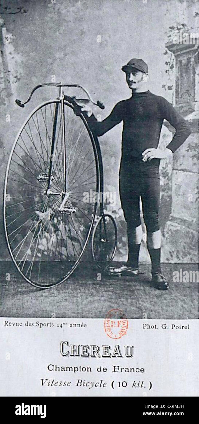 Chereau, Champion de France de vitesse Fahrrad en avril 1889 Sur (10 Bowlingbahn) Stockfoto