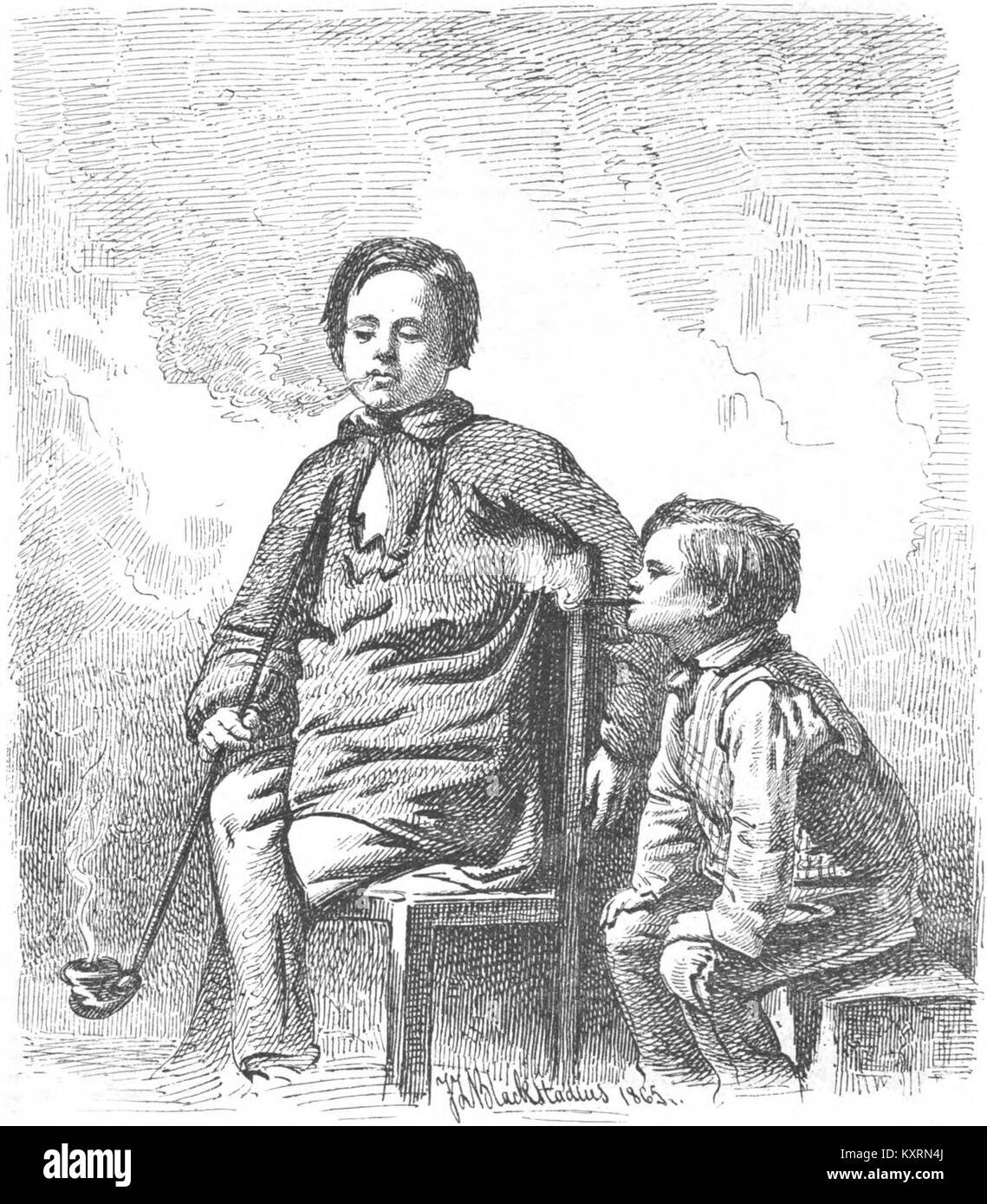 „Zigarren sind ein bisschen schärfer als Pfeifen“, ein Werk von Johan Zacharias Blackstadius, spiegelt wahrscheinlich eine persönliche oder kulturelle Perspektive auf das Rauchen wider und vergleicht Zigarren und Pfeifen in Bezug auf Geschmack oder Erfahrung. Stockfoto
