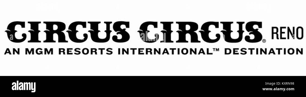 Das Logo des Circus Circus Reno repräsentiert ein bedeutendes Hotel und Casino in Reno, Nevada, das für seine Unterhaltung und sein familienorientiertes Design bekannt ist. Stockfoto