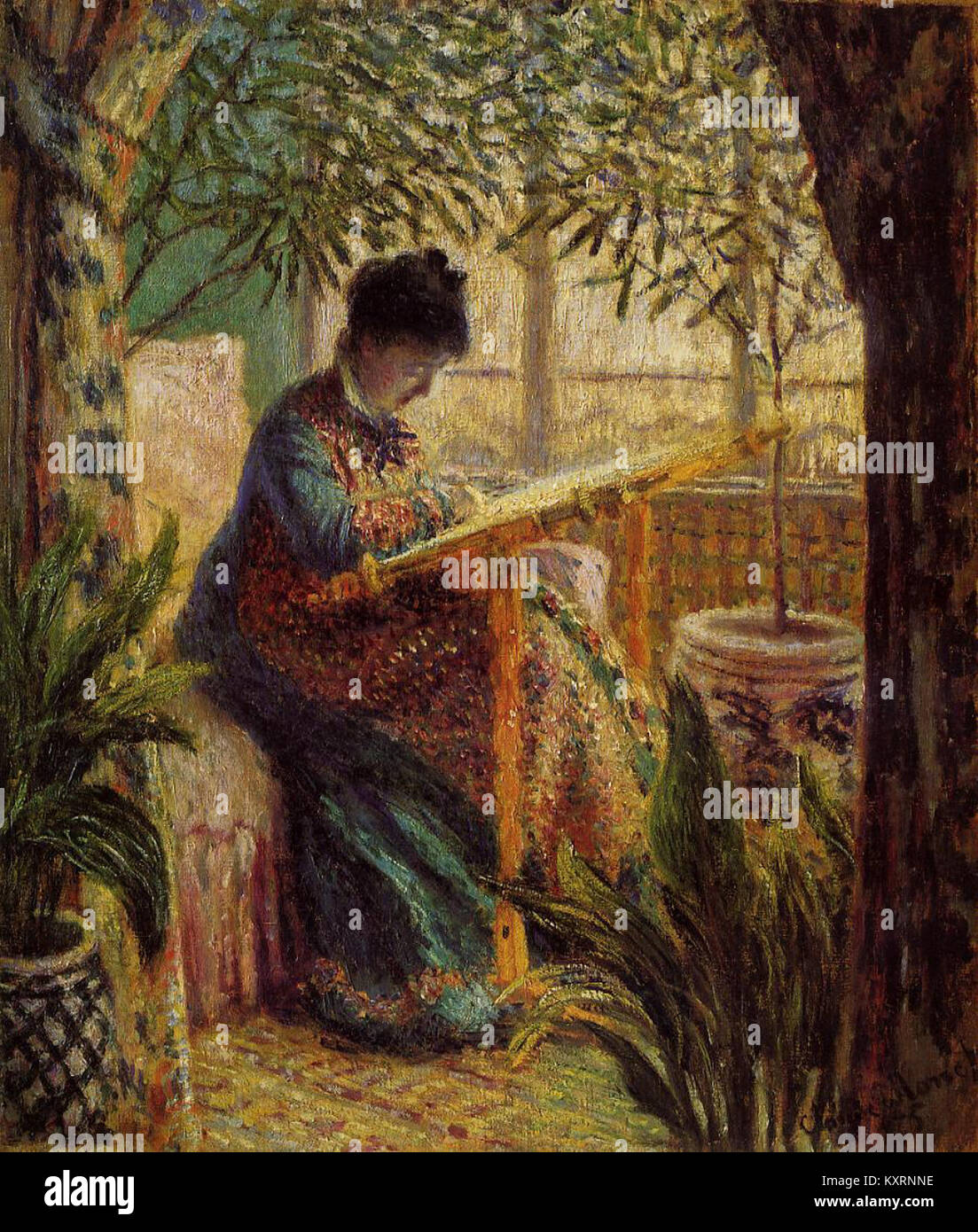 Claude Monet Camille au métier Stockfoto