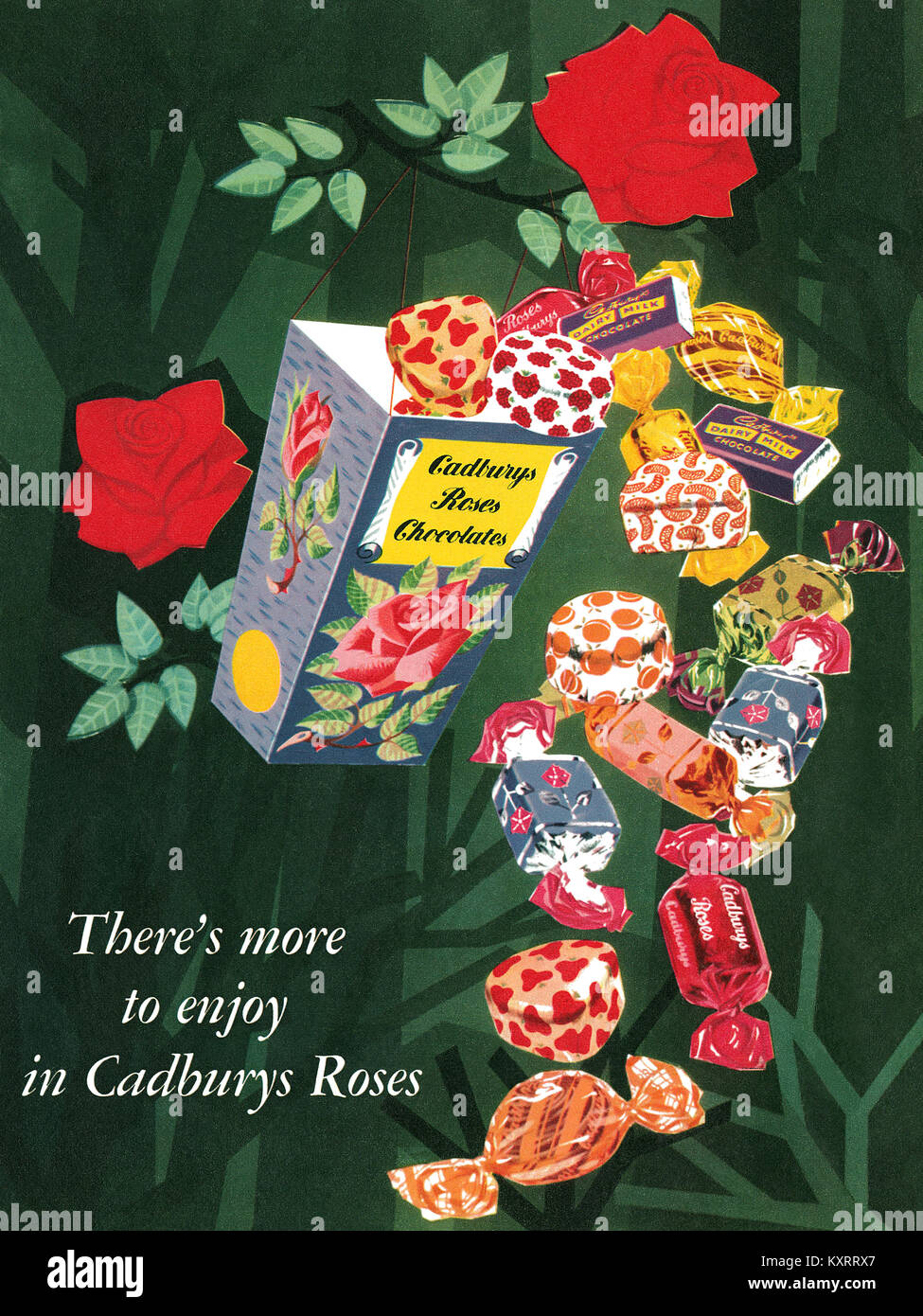 1959 britischen Werbung für Cadbury Roses Pralinen. Stockfoto