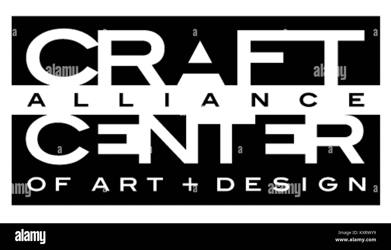 Logo des Craft Alliance Center of Art + Design, einer Organisation, die zeitgenössisches Handwerk, Design und künstlerische Ausbildung in St. Louis, Missouri, fördert. Stockfoto