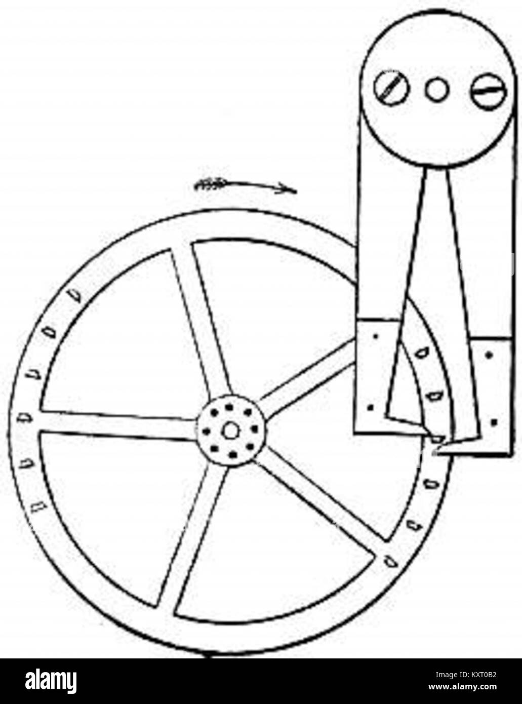 EB 1911 - Uhr - Abb. 10.- Pin-Wheel Hemmung Stockfoto