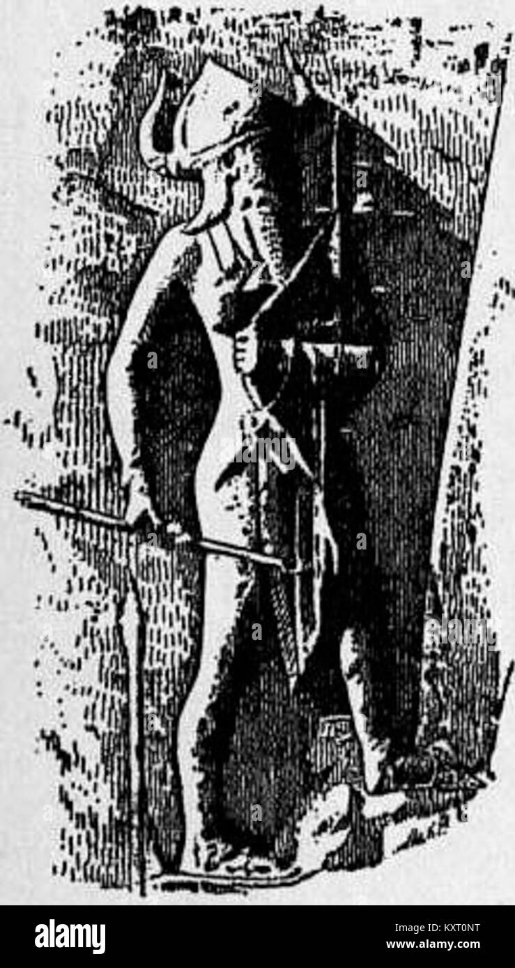 Eine Illustration der Encyclopaedia Britannica aus dem Jahr 1911, die Naram-Sins Kleidung zeigt, die historische mesopotamische Kleidung und königliche Kostüme zeigt. Stockfoto