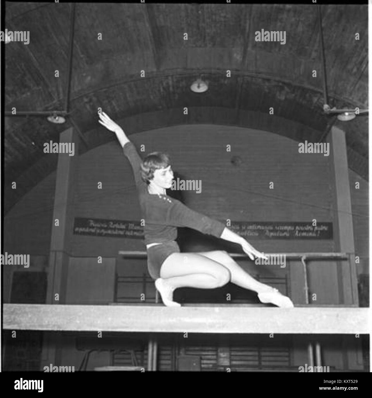 Elena Leușteanu (1935–2008) war eine rumänische Kunstturnerin, die an drei Olympischen Spielen teilnahm und mehrere Bronzemedaillen für Rumänien gewann, was zum frühen internationalen Turnererfolg des Landes beitrug. Stockfoto