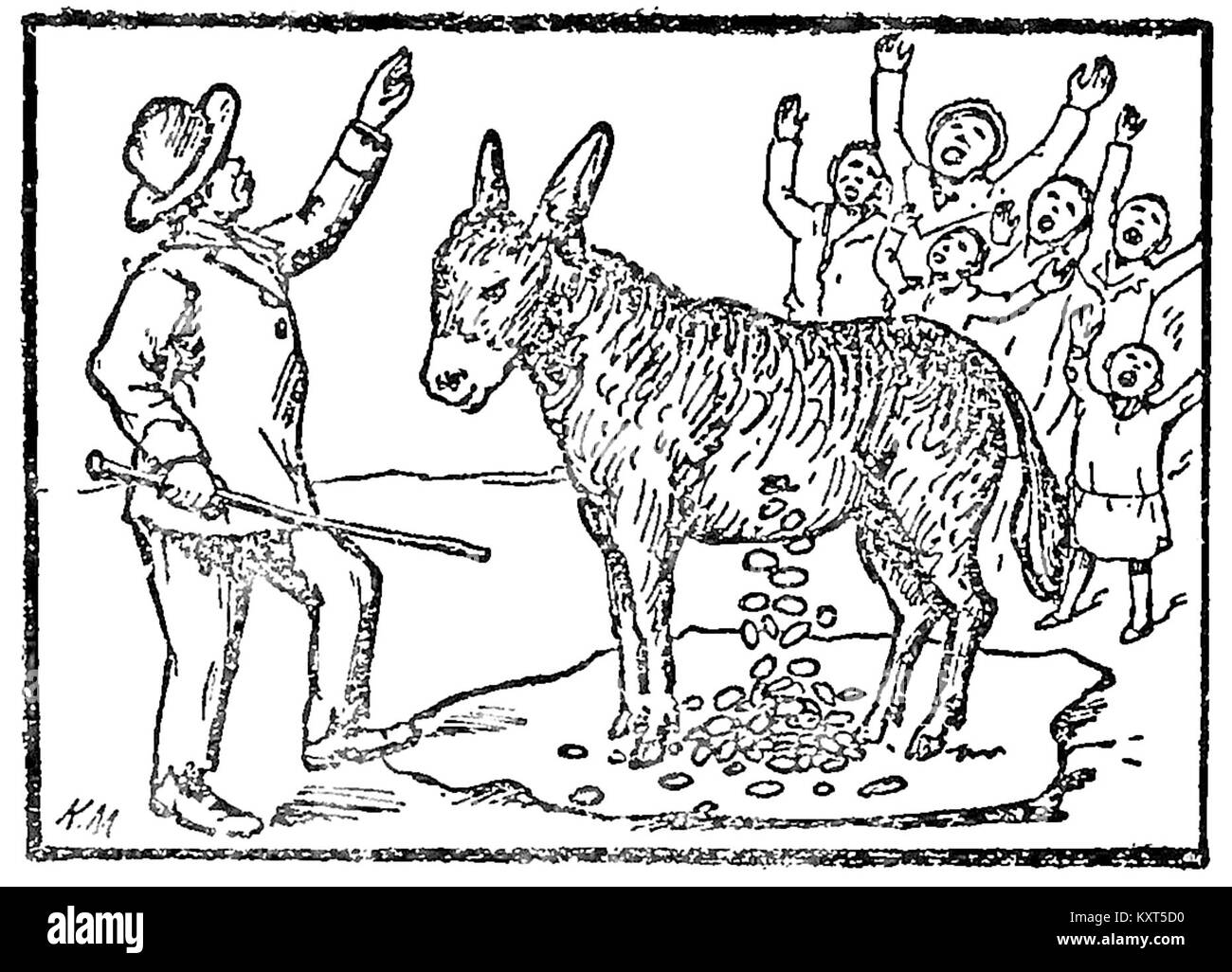 Die Seite 0014 von Elwira Korotyńska’ „Dary Szczęścia“ zeigt handgeschriebenen Text in polnischer Sprache, einschließlich dekorativer Großbuchstaben und persönlicher Anmerkungen. Das Dokument ist Teil des Manuskriptarchivs von Korotyńska und spiegelt die polnische literarische Kreativität des frühen 20. Jahrhunderts wider. Stockfoto