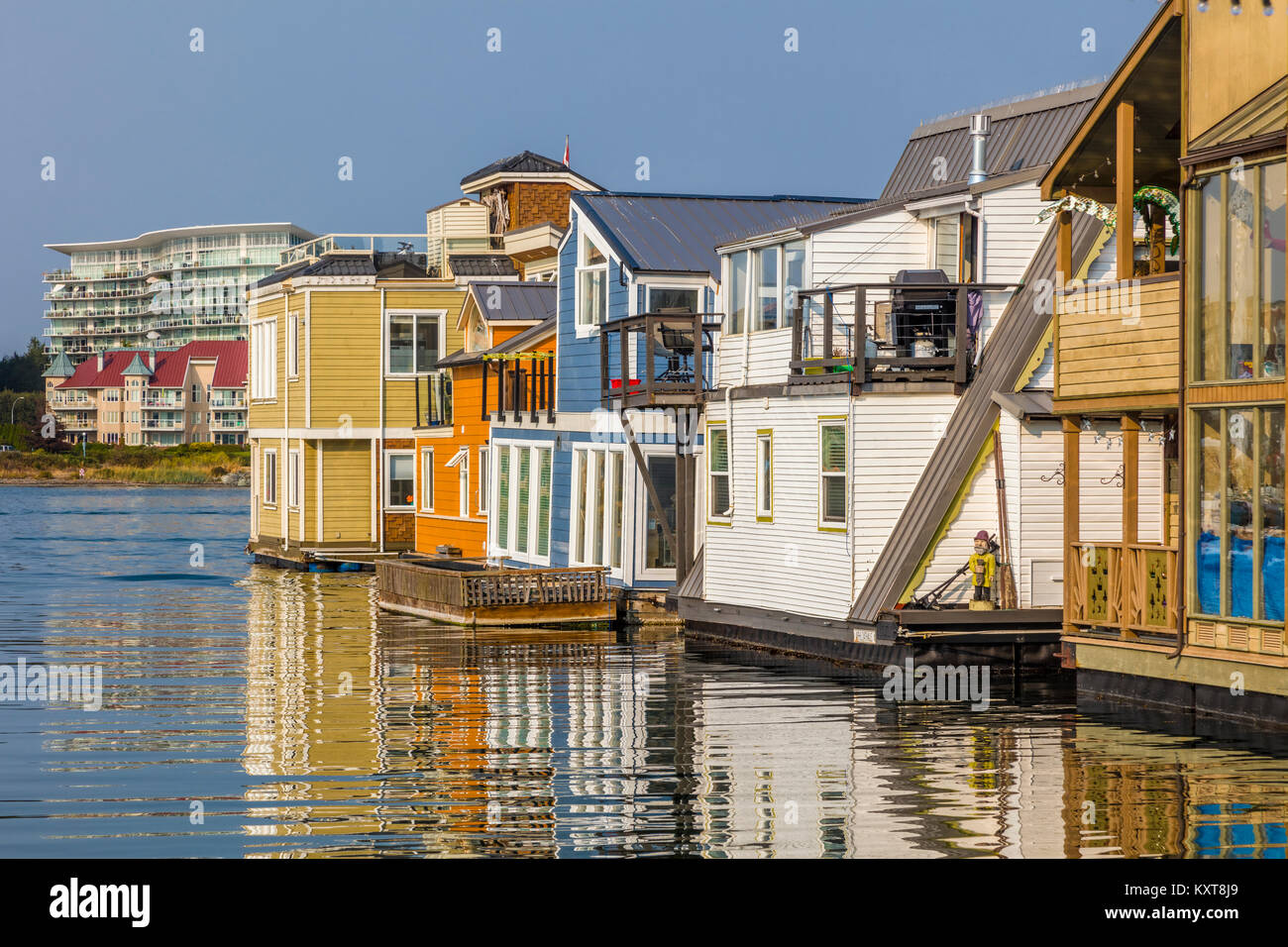 Fisherman's Wharf eine bunte float Home Community in Victoria auf Vancouver Island in British Columbia, Kanada Stockfoto