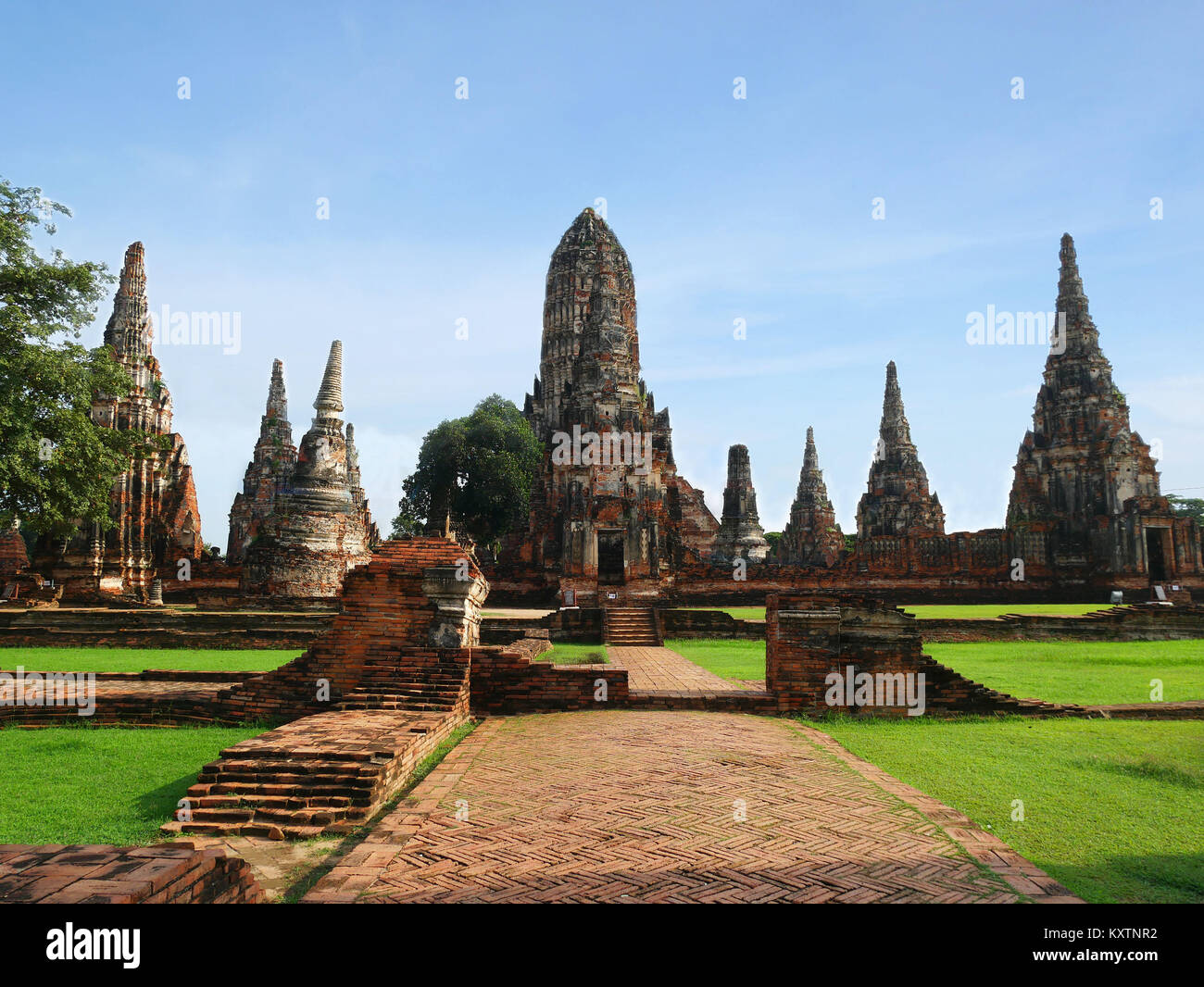 Wat Watthanaram buddhistischen Tempel in der Stadt Ayutthaya Historical Park, Thailand. In Ayutthaya bekanntesten Tempel und eine große Touristenattraktion. Stockfoto