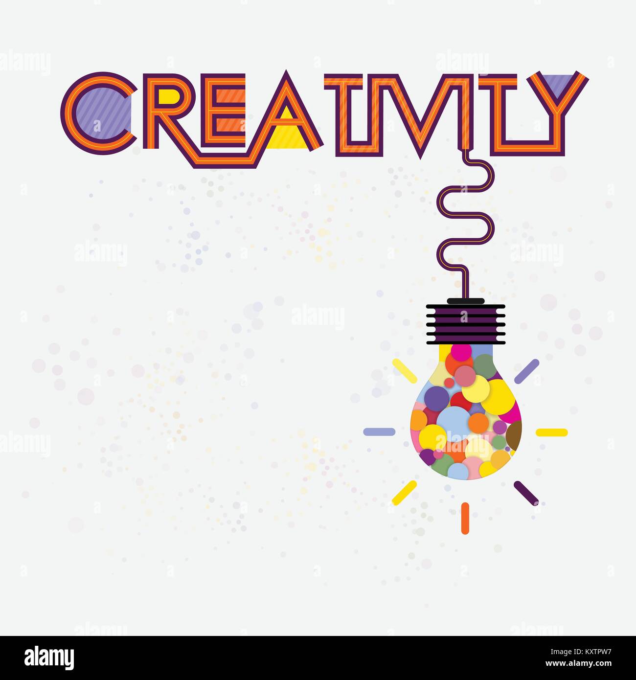 Bunte Glühbirnen Symbol und Kreativität Konzept. Moderne Typografie Design. Kreativ Design für Wand Grafiken, typografischen Plakat, Werbung, Web De Stock Vektor