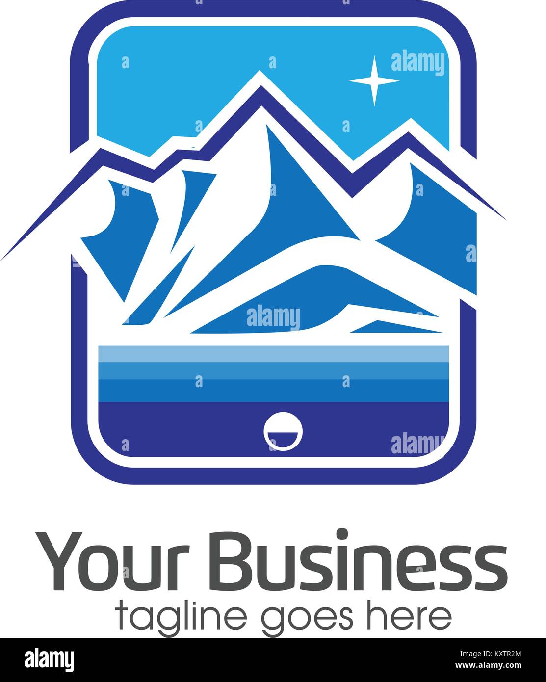 Berg Logo, Symbol, erfassen die Natur durch Kamera mit Objektiven Vektor logo Icon, Outdoor Sport Stock Vektor