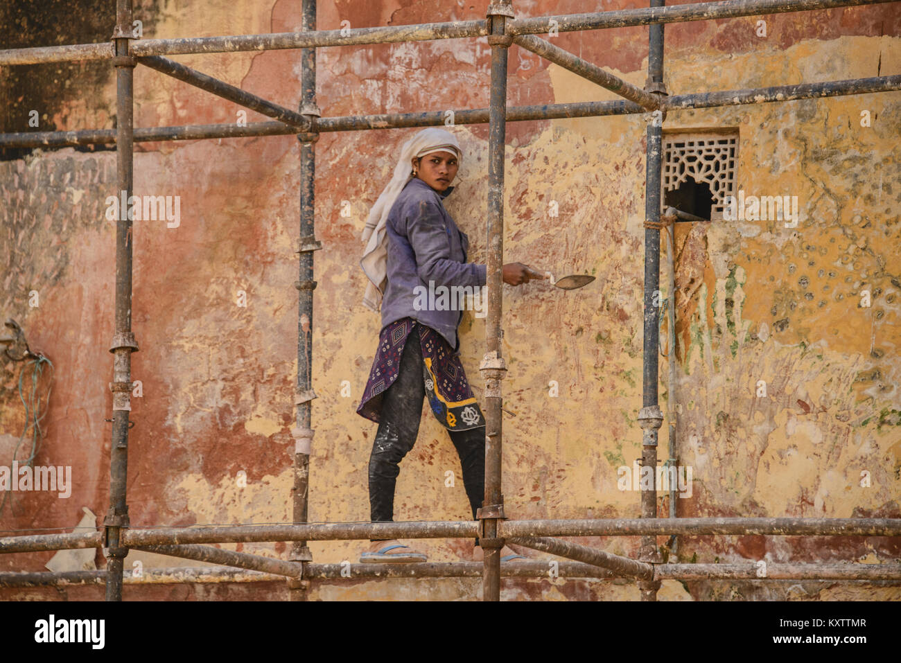 Weibliche Bauarbeiter, Jaipur, Indien Stockfoto