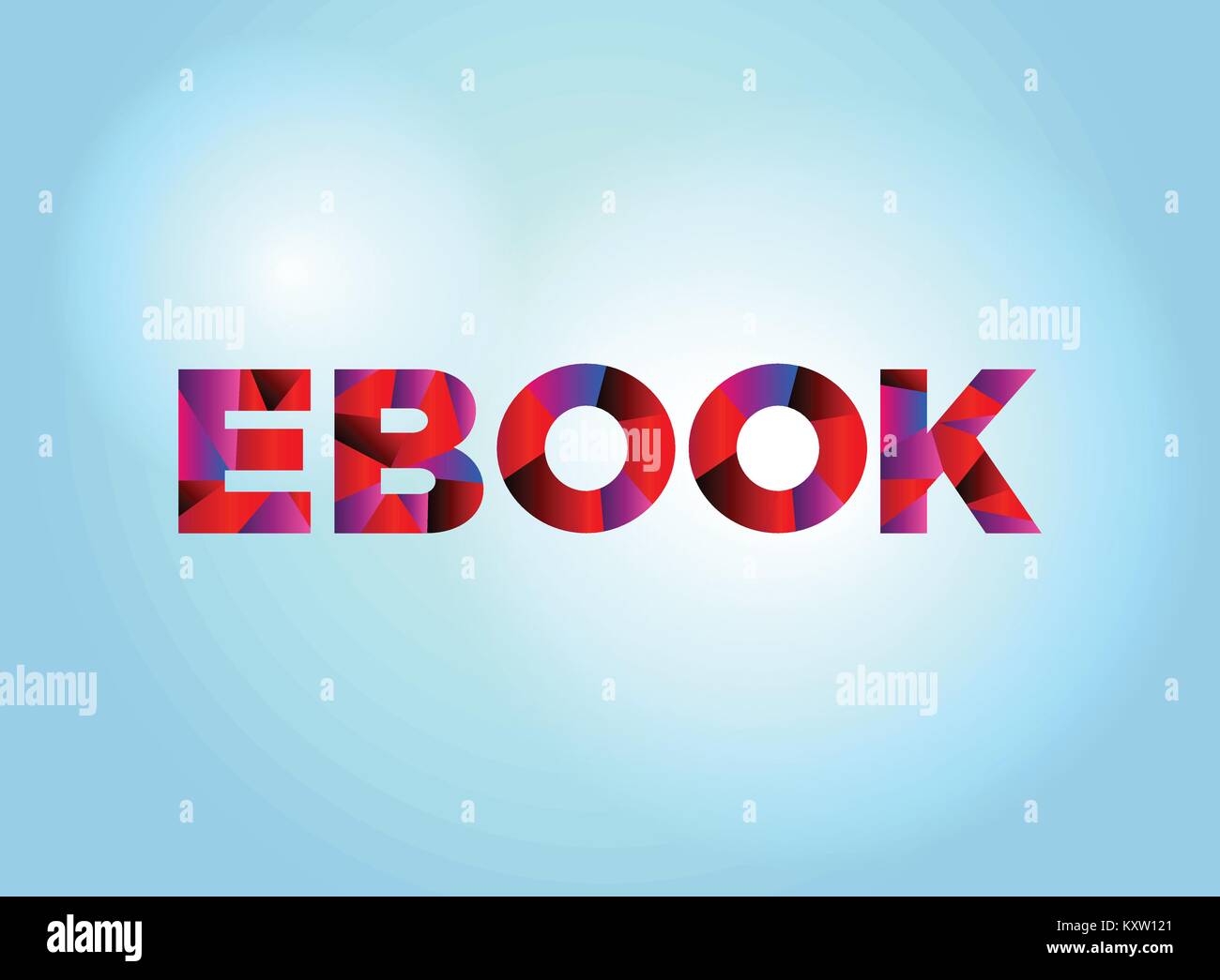 Das Wort Ebook Konzept in bunten fragmentierten Wort Kunst auf einem hellen Hintergrund Abbildung geschrieben. Vector EPS 10 zur Verfügung. Stock Vektor