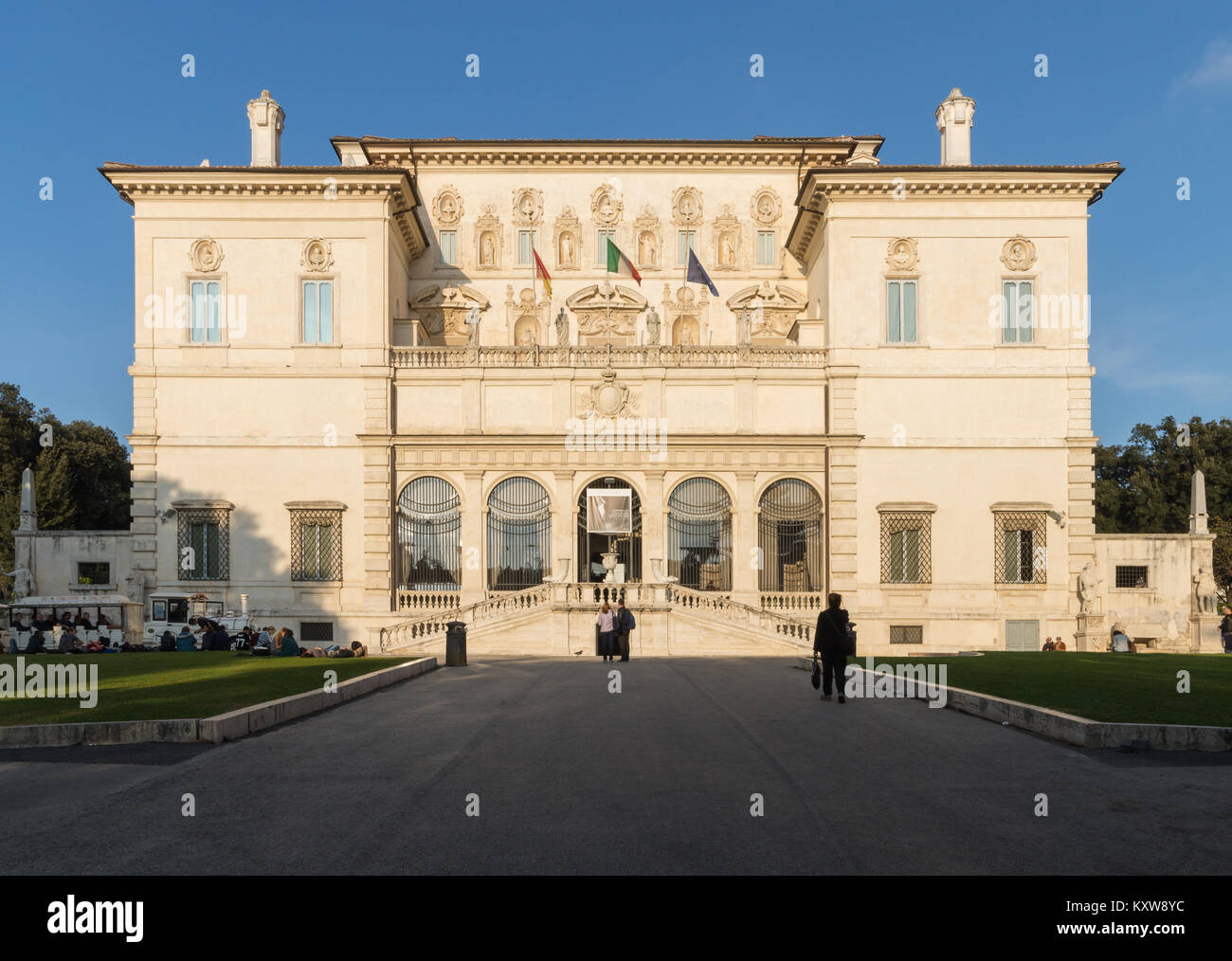 Villa Borghese (Heimat der Galerie Borghese Museum) in Rom, Anfang des 17. Jahrhunderts italienische Spätrenaissance manieristischen Gebäude, Süd-West-Fassade Stockfoto