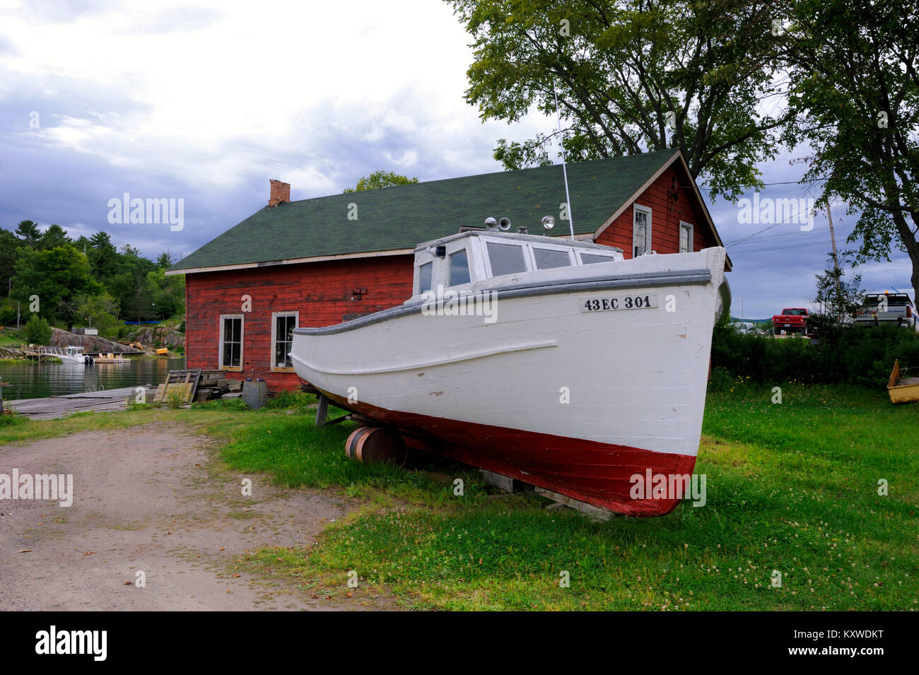 Dieses Boot war im Besitz der Familie Lowe in Killarney für viele Jahre betrieben Stockfoto