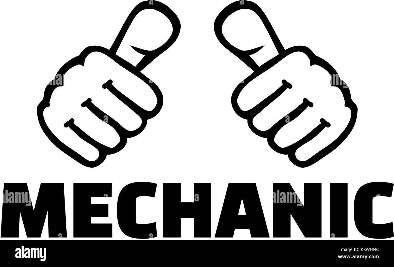 Mechaniker mit Daumen Stockfoto