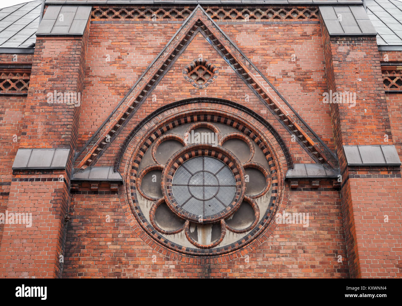 Sankt Marien oder St. Maria Kirche Fassade Fragment, Flensburg, Deutschland Stockfoto