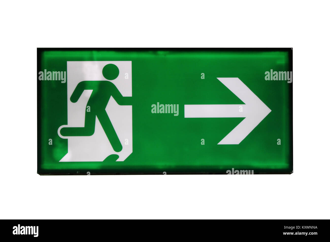 Exit Schild mit weißem Hintergrund Stockfoto