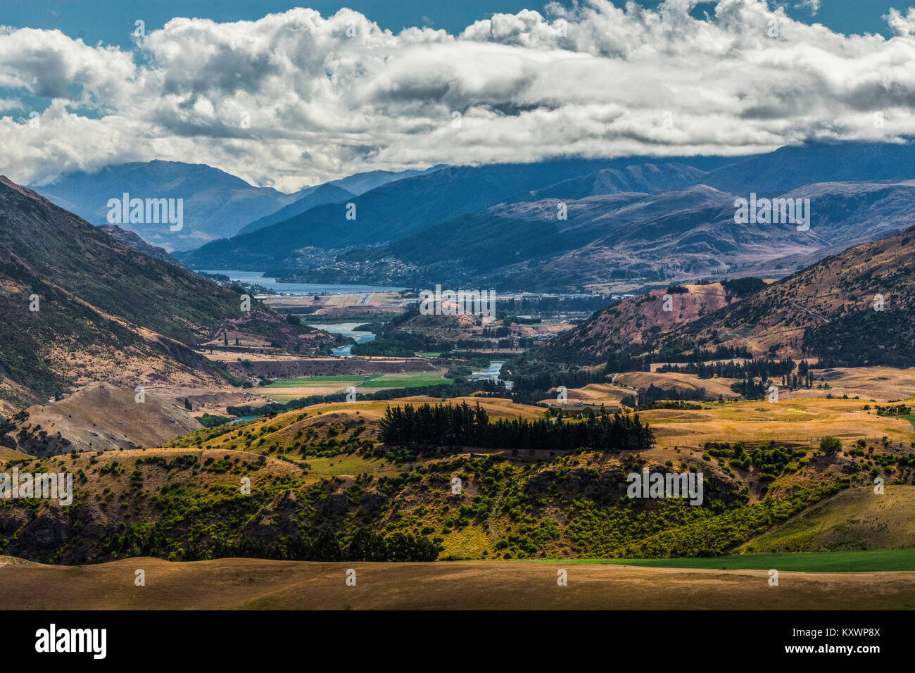 Landschaft der Kawarau River und Lake Wakatipu, Otago, Neuseeland Stockfoto