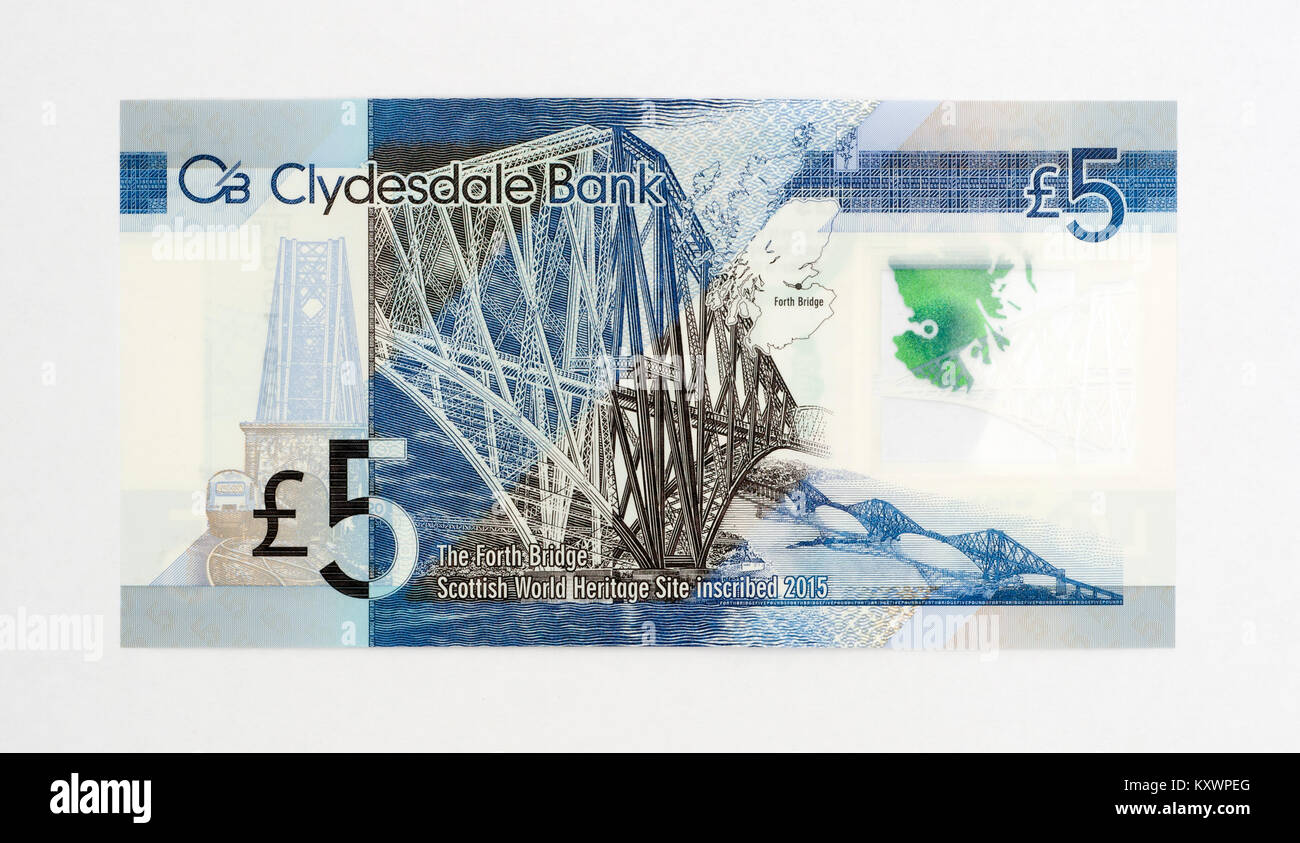 Clydesdale Bank 5 Pound Bank Note Stockfoto