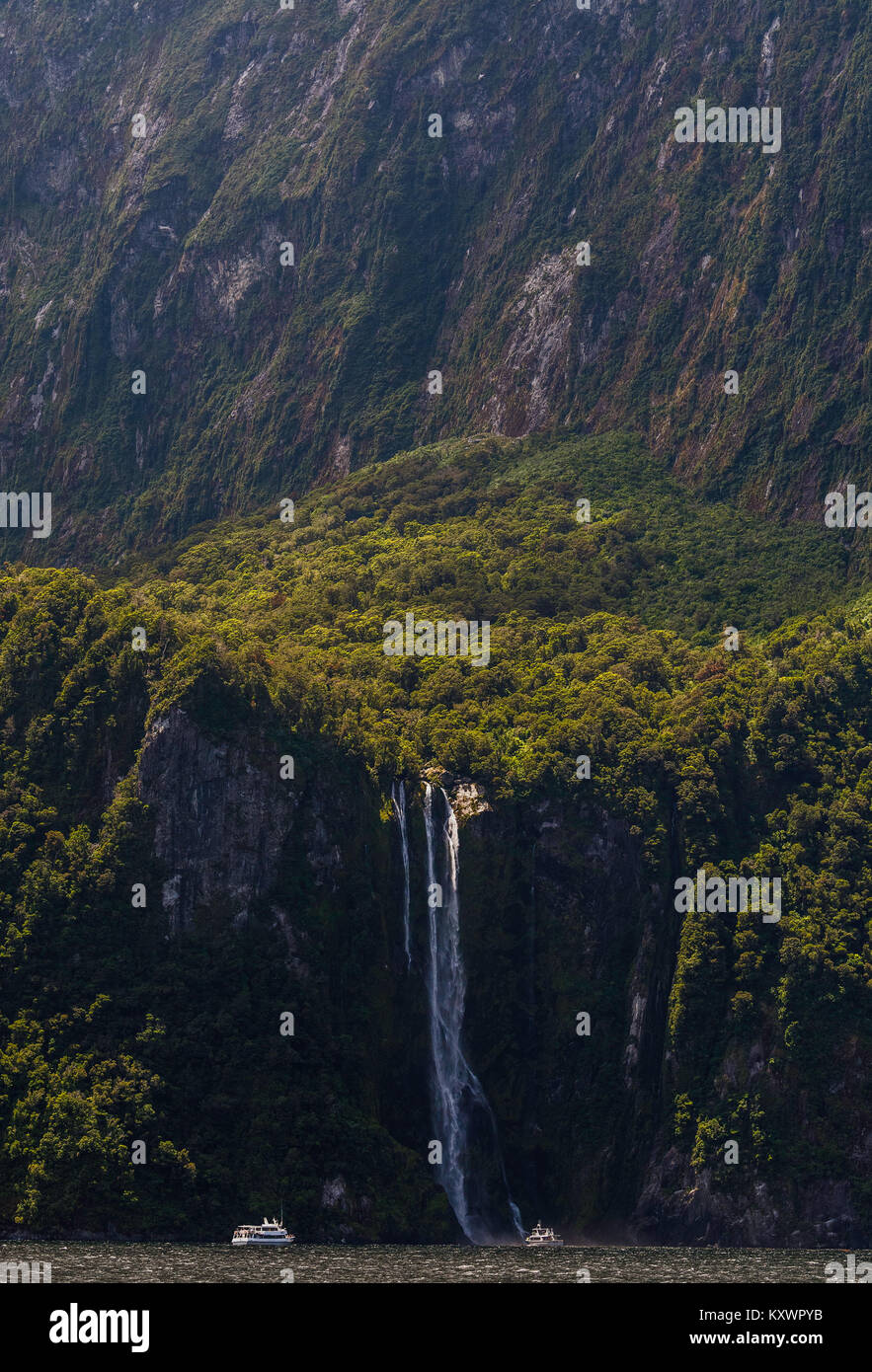 Wasserfälle von Milford Sound, Neuseeland Stockfoto