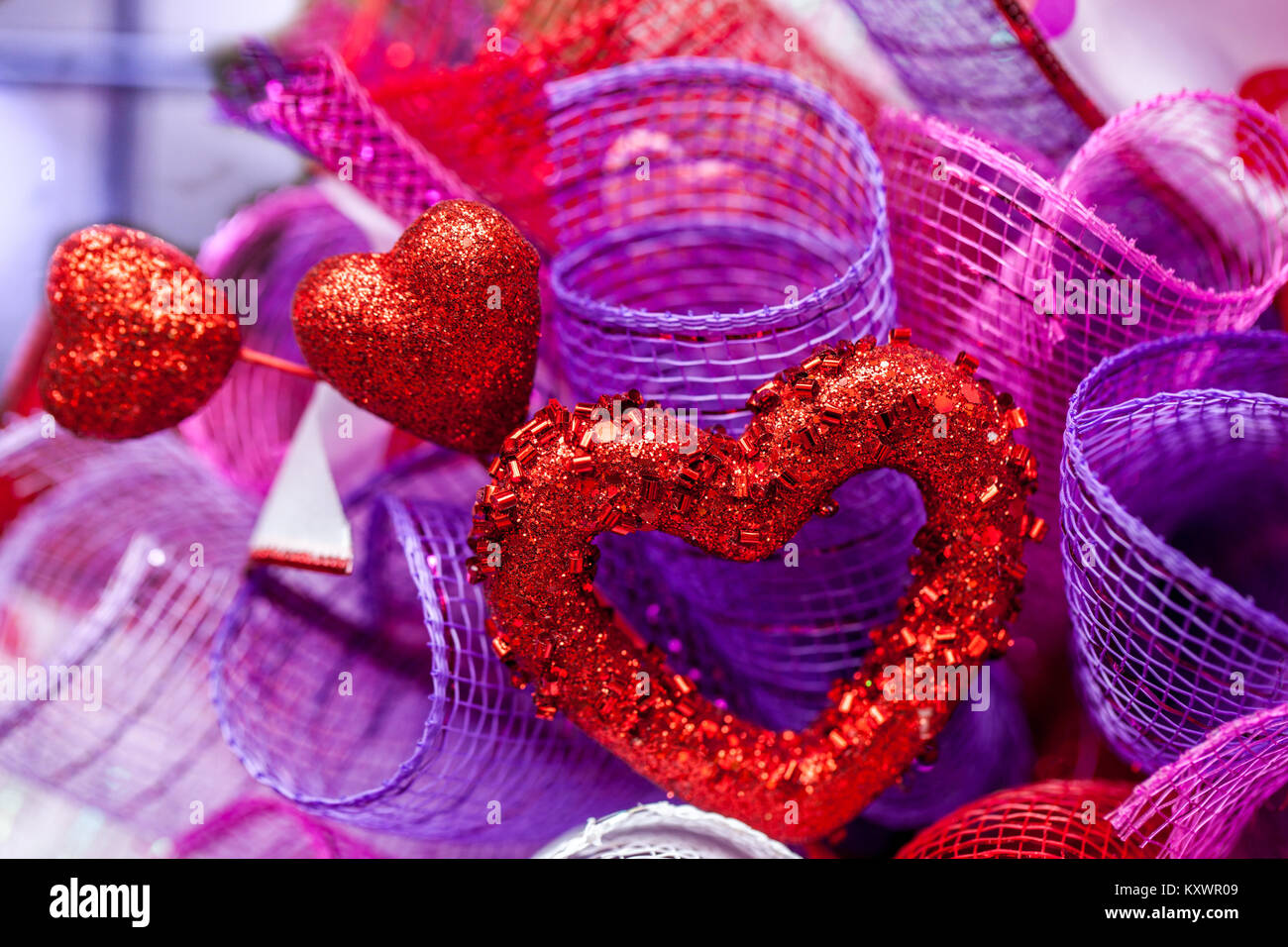Herz aus Glitter für den Valentinstag Stockfoto